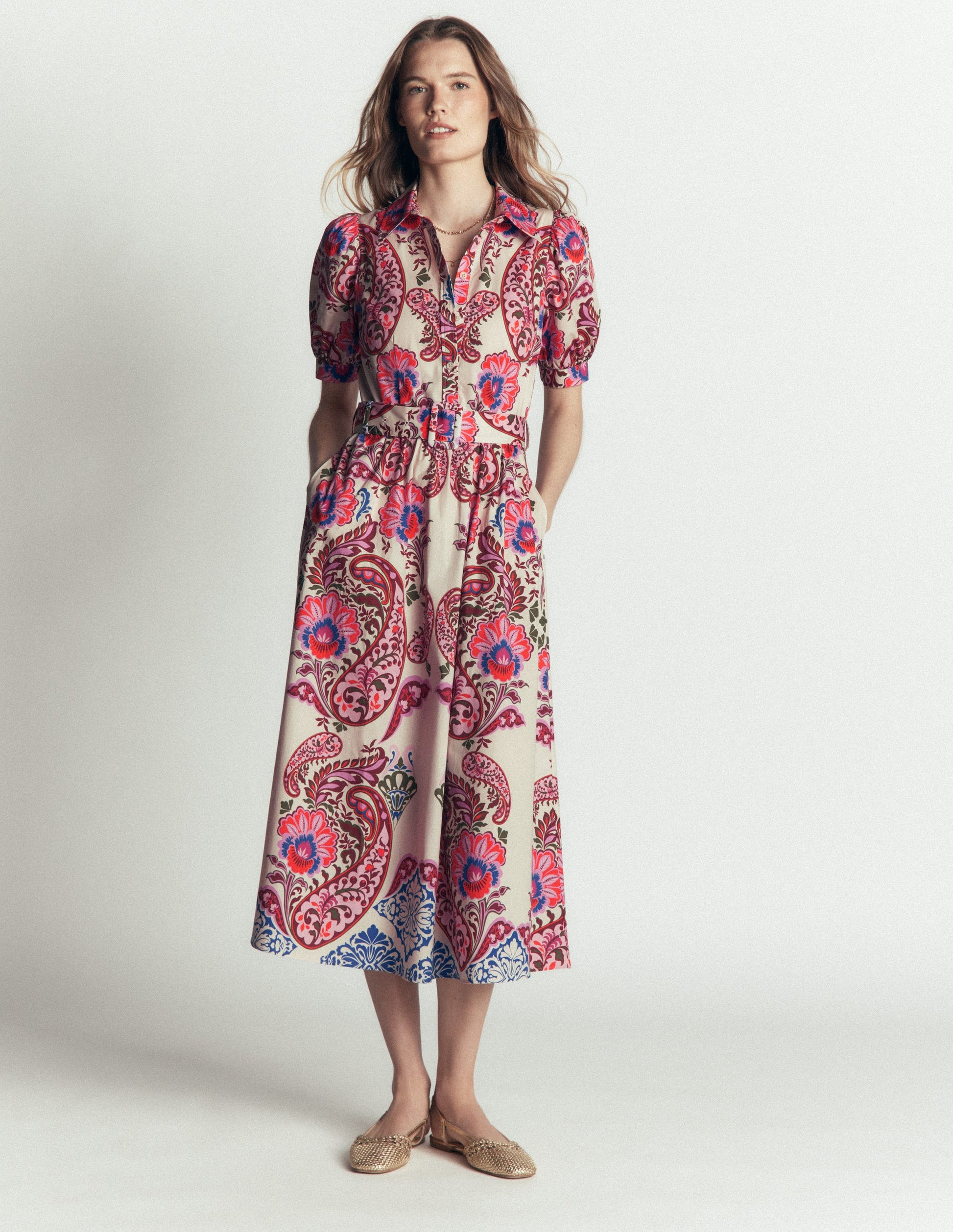 Belted Cotton Midi Dress-Multi, Bohemia Dream-6