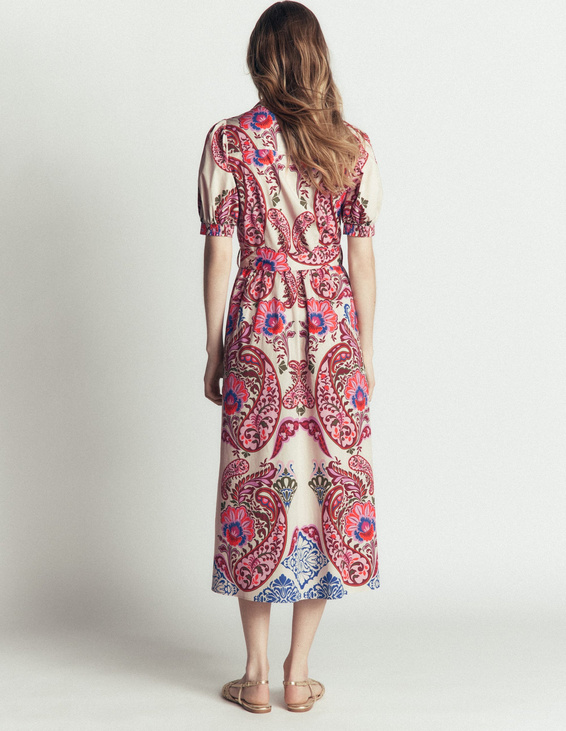 Belted Cotton Midi Dress-Multi, Bohemia Dream-7