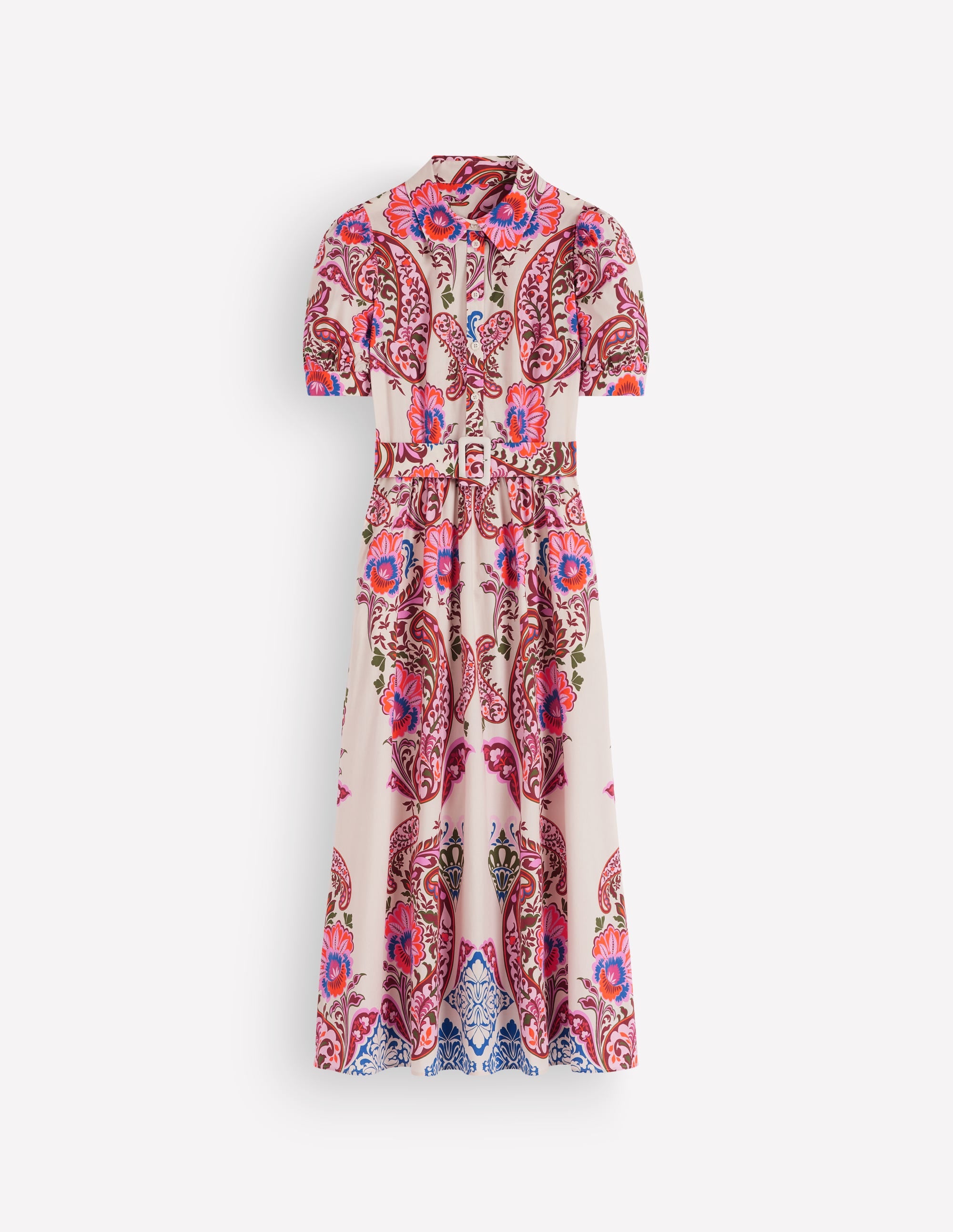 Belted Cotton Midi Dress-Multi, Bohemia Dream - Image 8