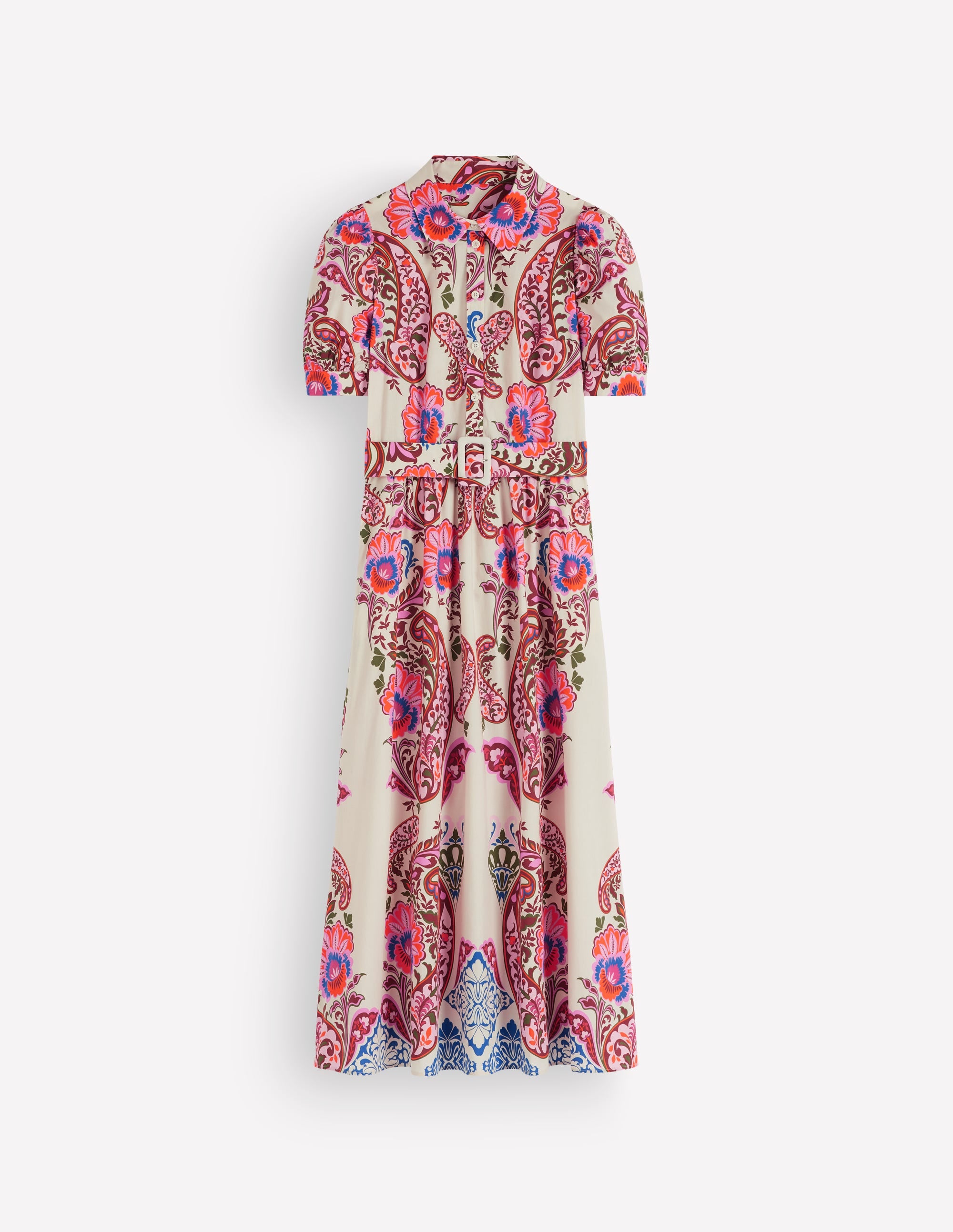 Belted Cotton Midi Dress-Multi, Bohemia Dream - Image 7