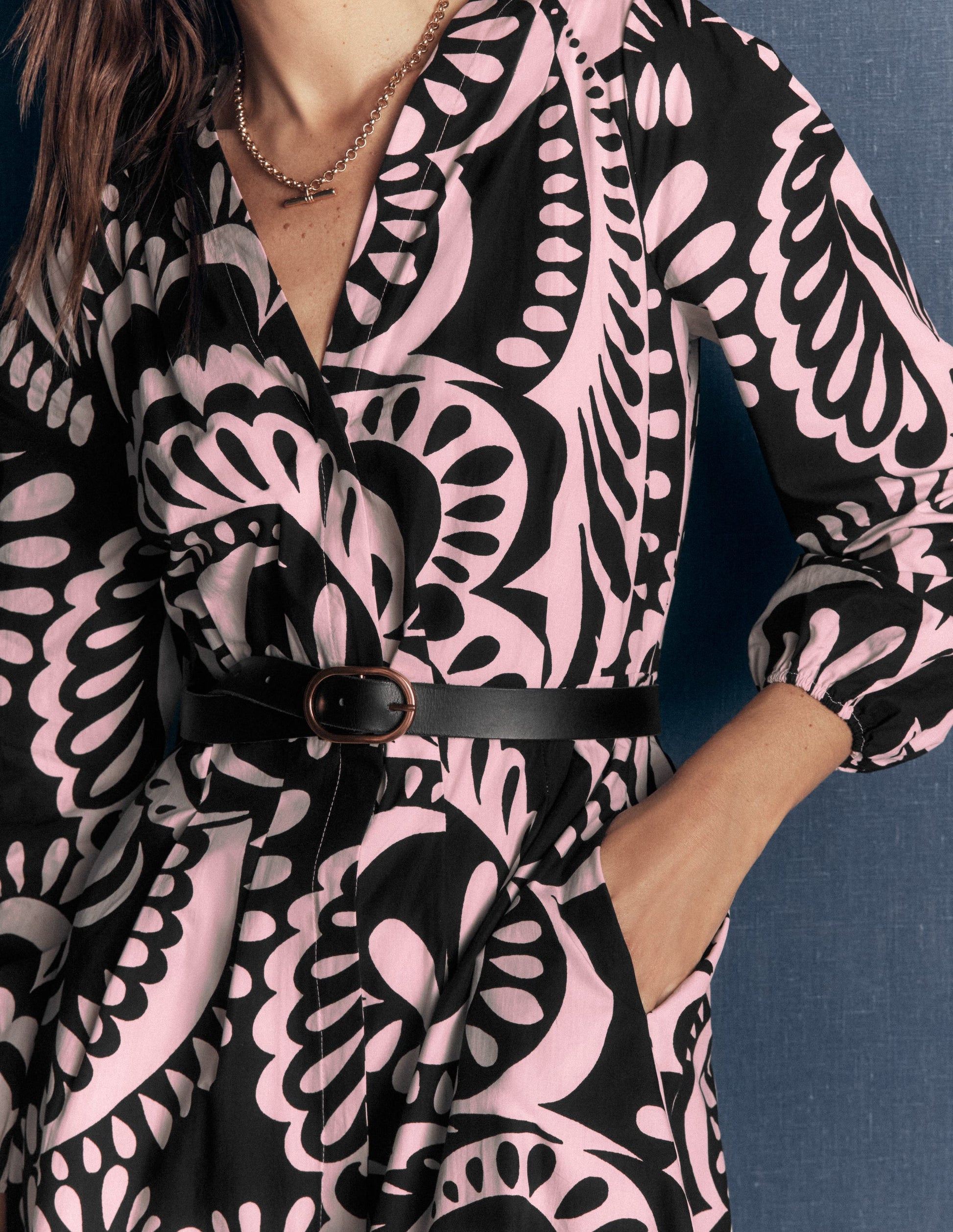 Nicola Cotton Midi Dress-Black, Flourishing Medley-2