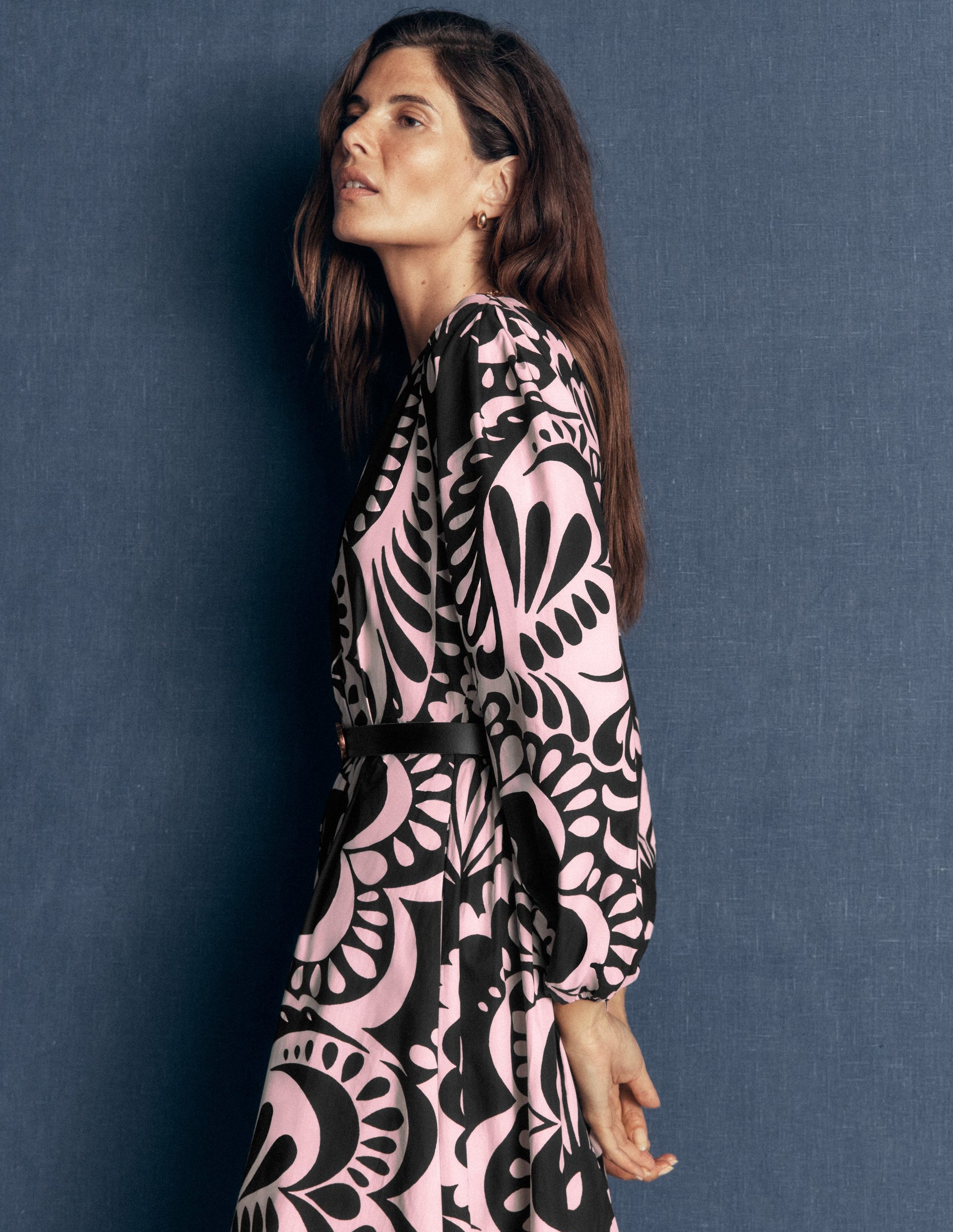 Nicola Cotton Midi Dress-Black, Flourishing Medley-5