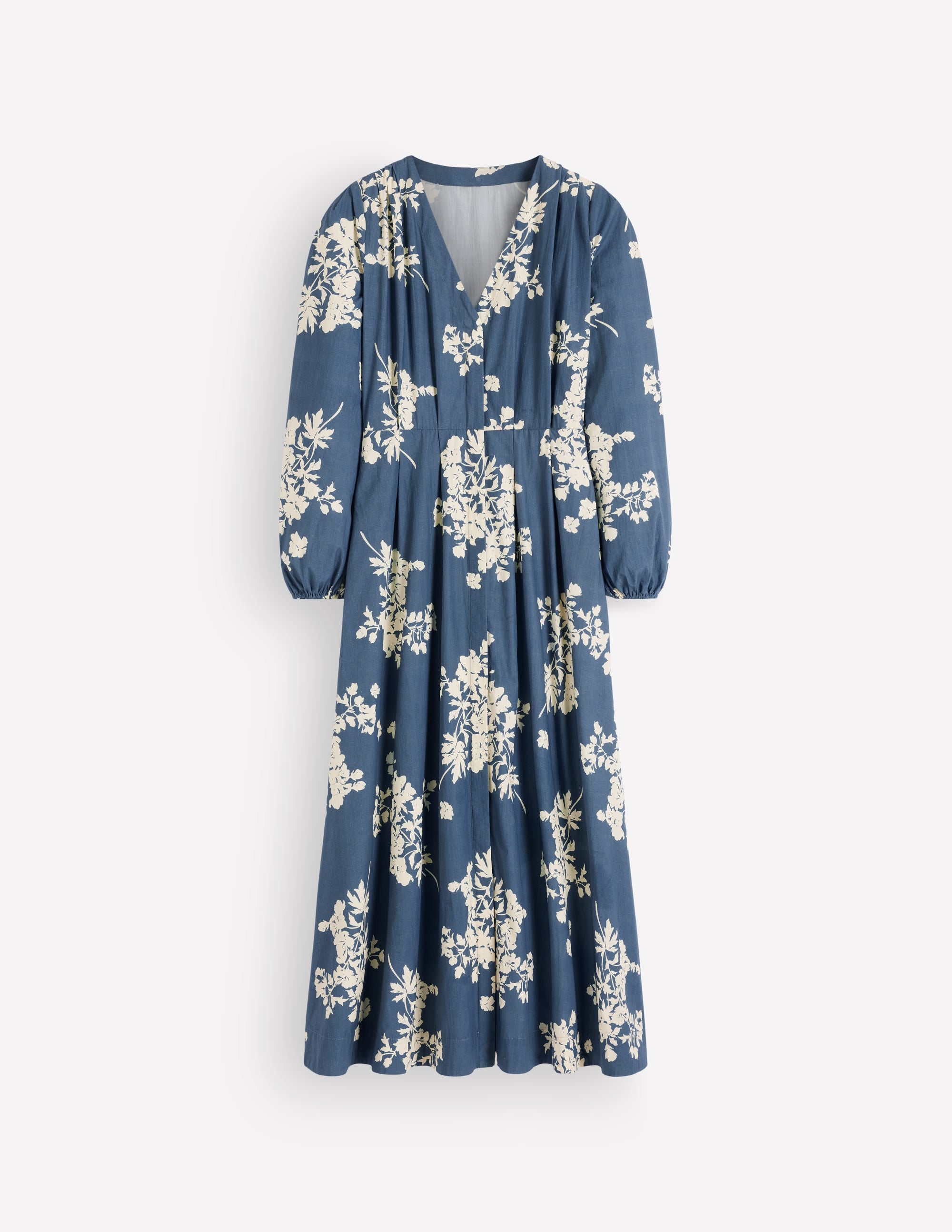 Nicola Cotton Midi Dress-Blue, Flecked Bunch - Image 7