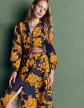 Nicola Cotton Midi Dress-Gold Wheat, Enchanted Peony