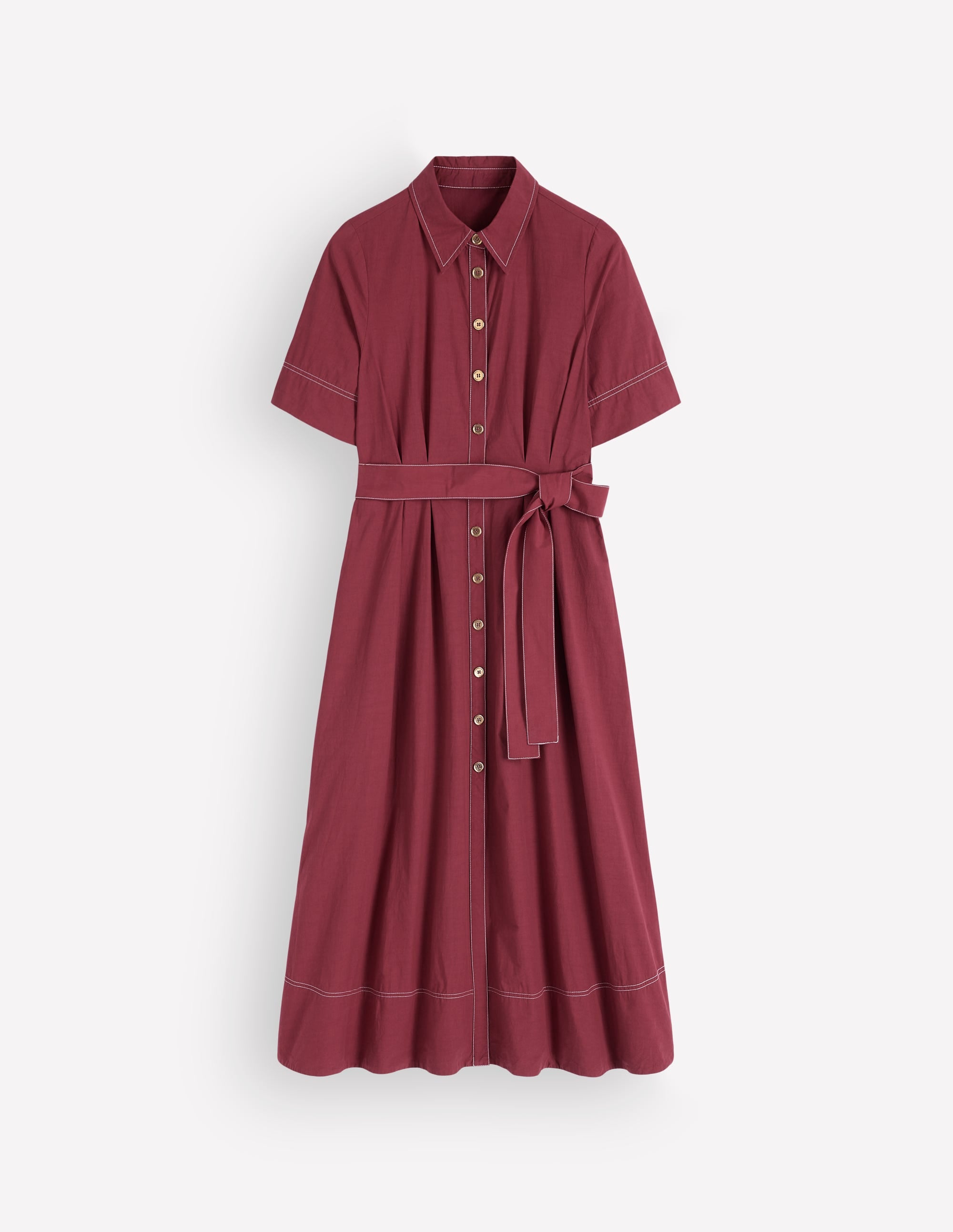 Sarah Cotton Midi Shirt Dress-Rich Chestnut - Image 6