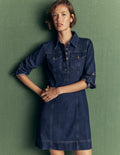 Fleur Denim Short Dress-Mid Vintage Denim