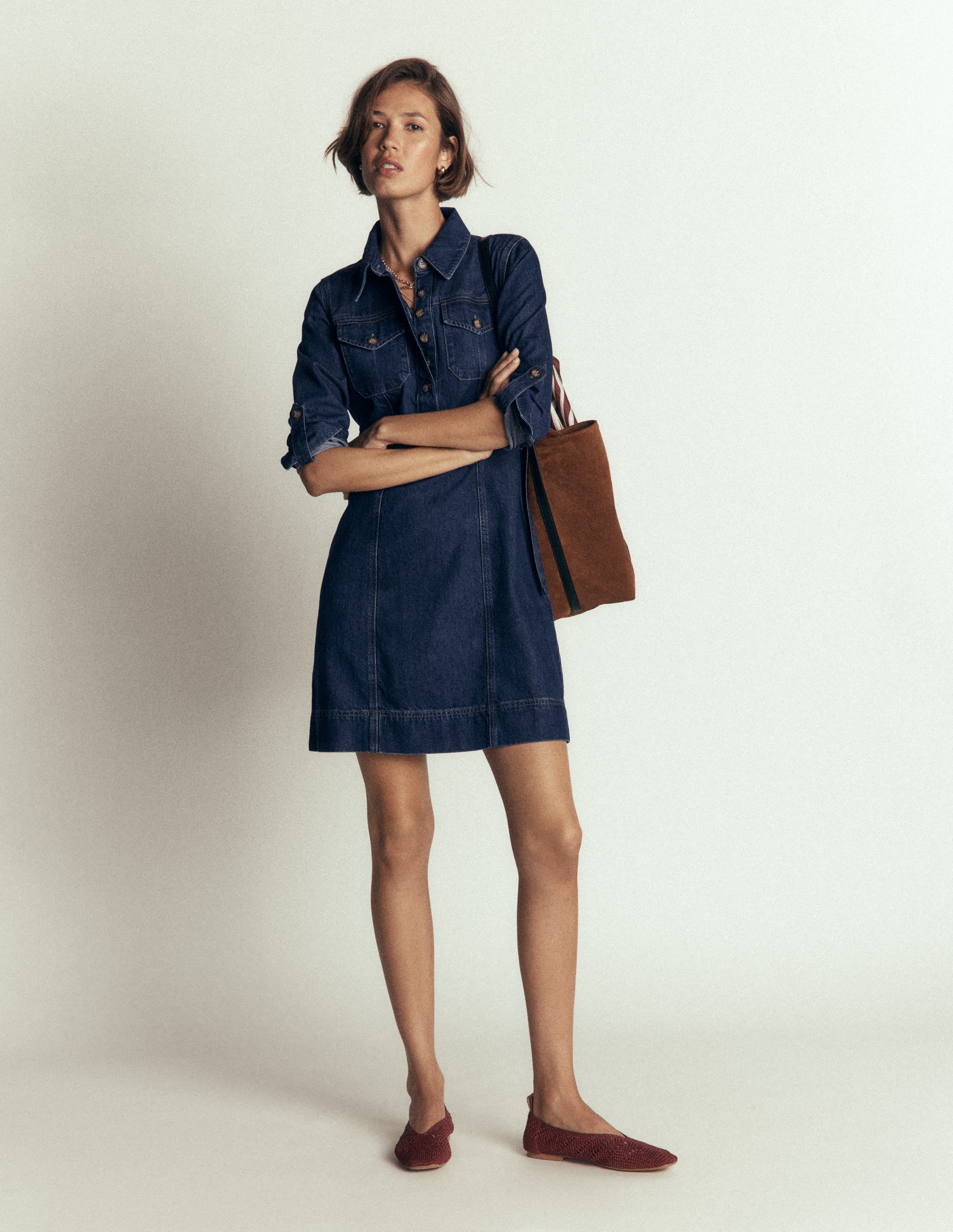 Fleur Denim Short Dress-Mid Vintage Denim - Image 7