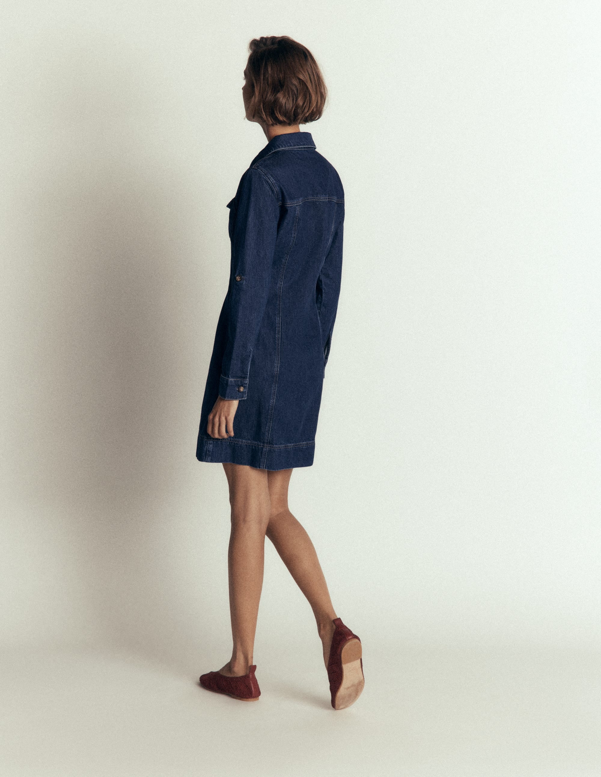Fleur Denim Short Dress-Mid Vintage Denim - Image 8