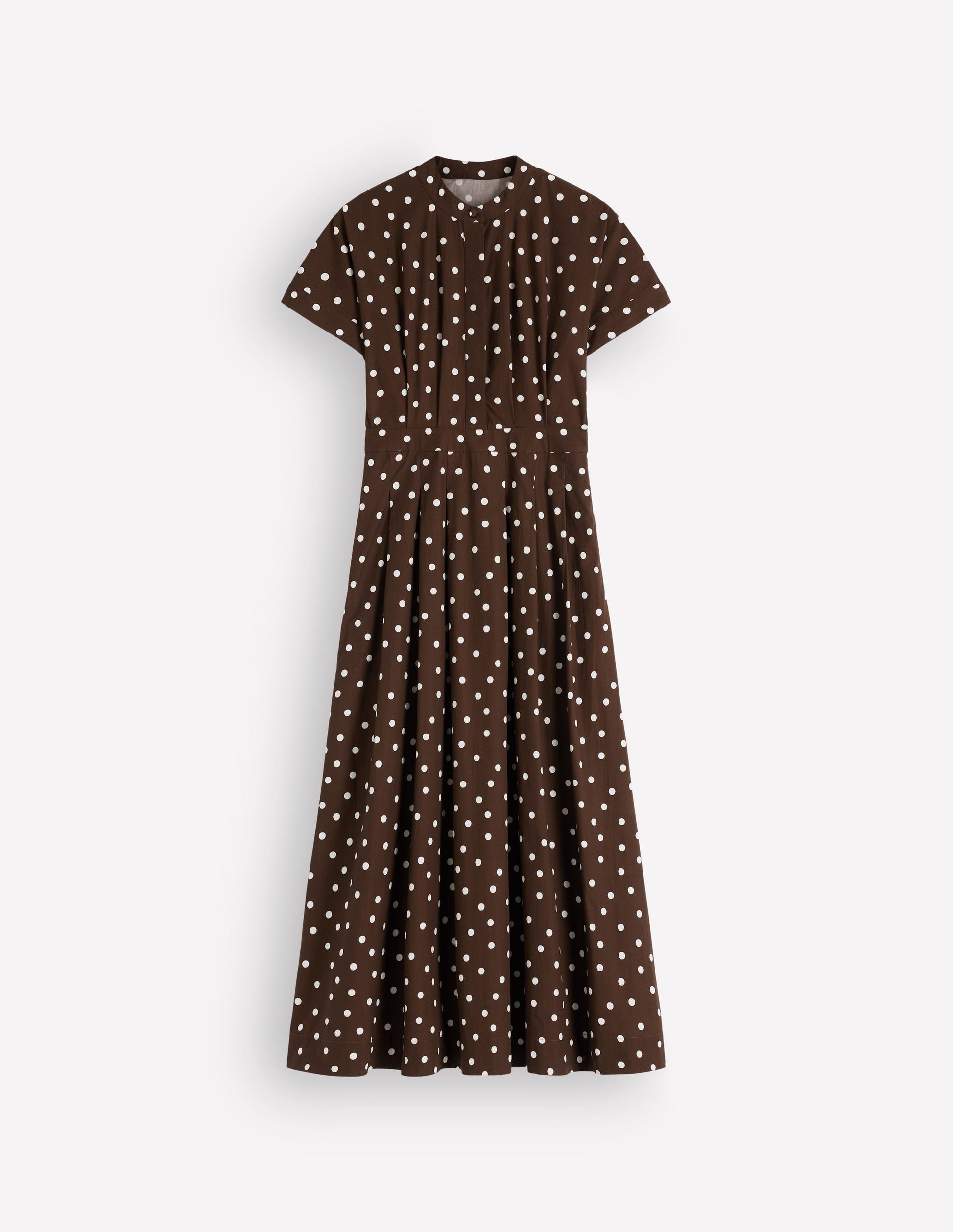 Grown On Sleeve Midi Dress-Raw Umber, Painted Dot Spaced-6