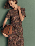 T-Shirt Jersey Midi Dress-Camel, Animal Fields