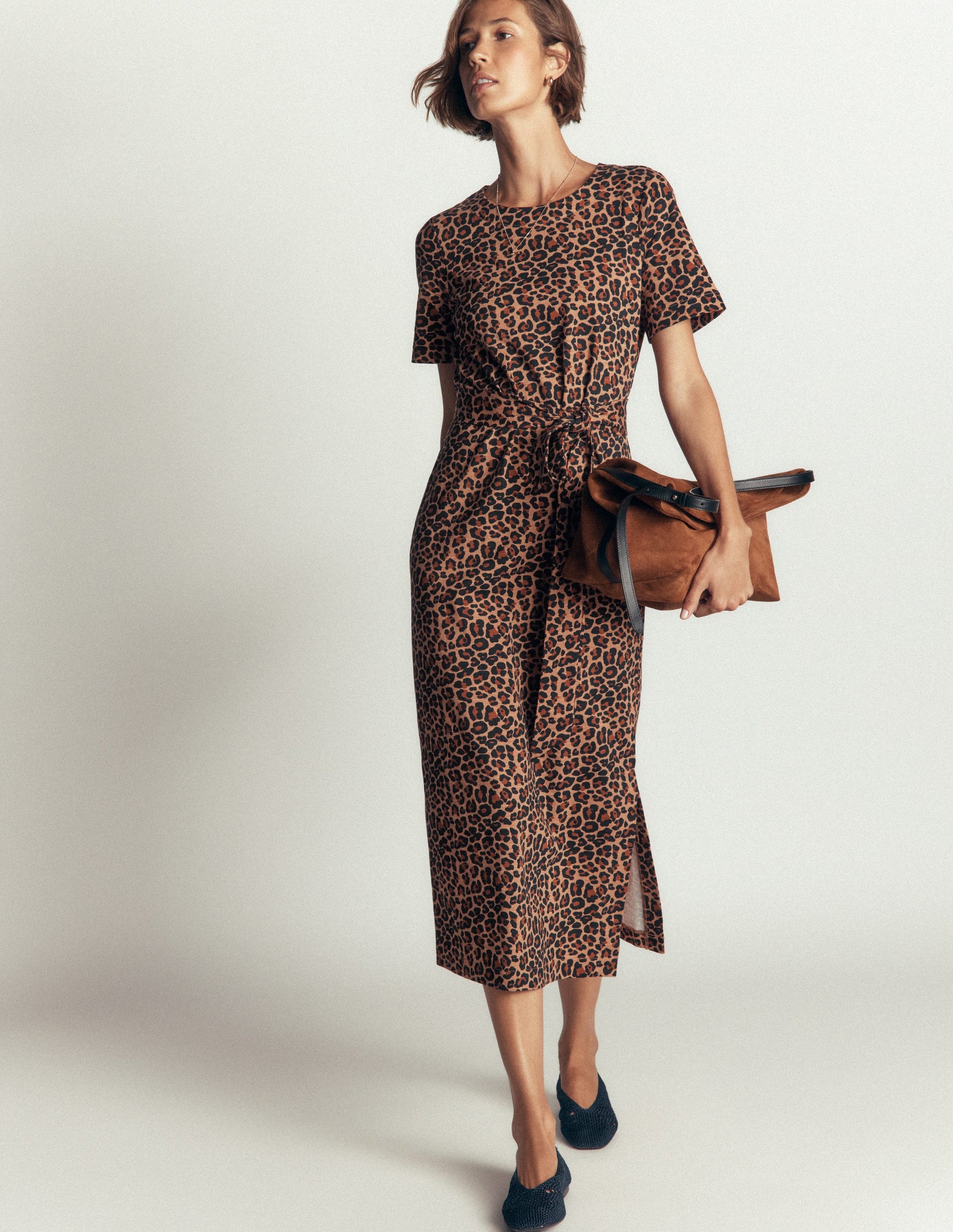 T-Shirt Jersey Midi Dress-Camel, Animal Fields-4