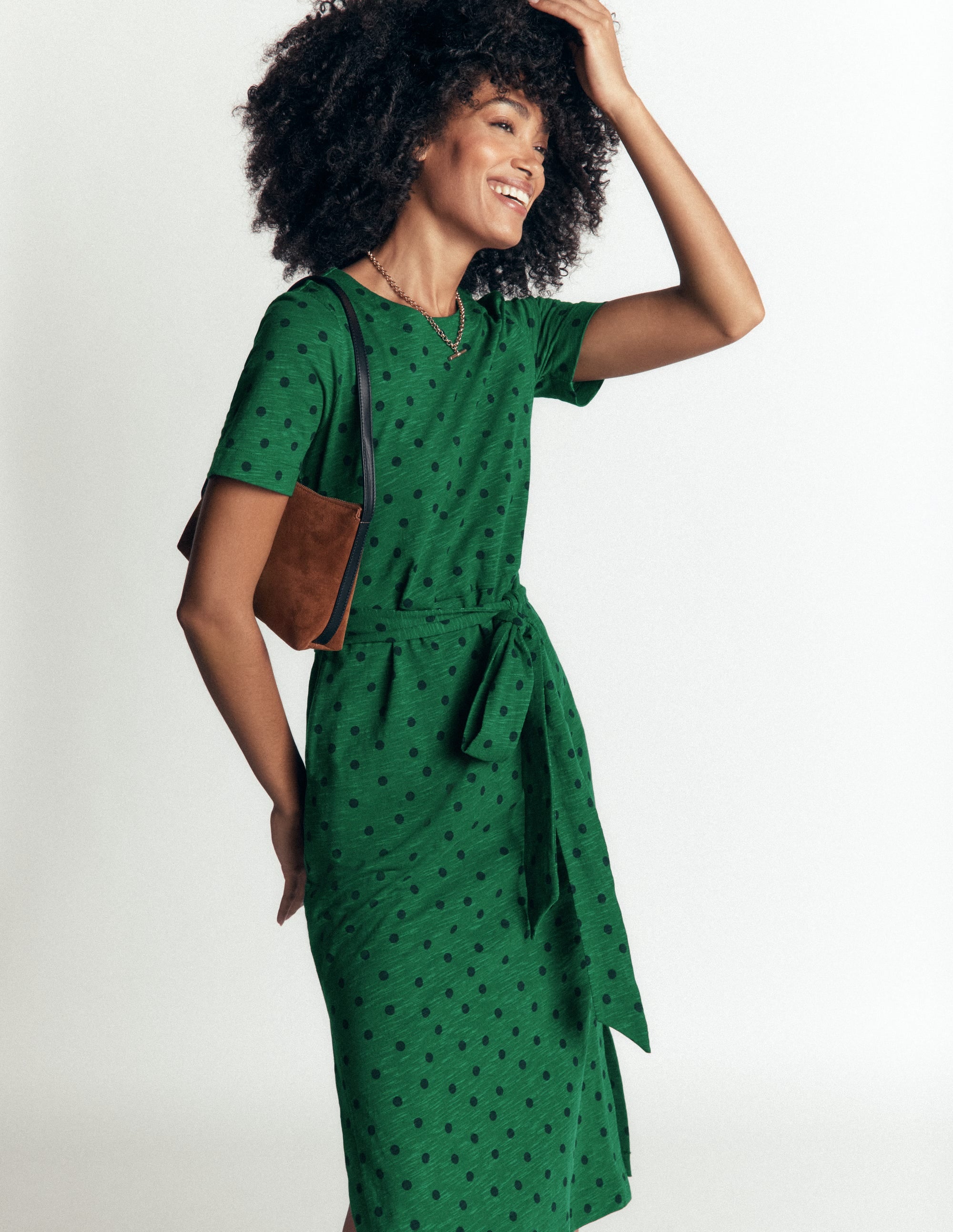 T-Shirt Jersey Midi Dress-Hunter Green, Boden Spot - Image 2