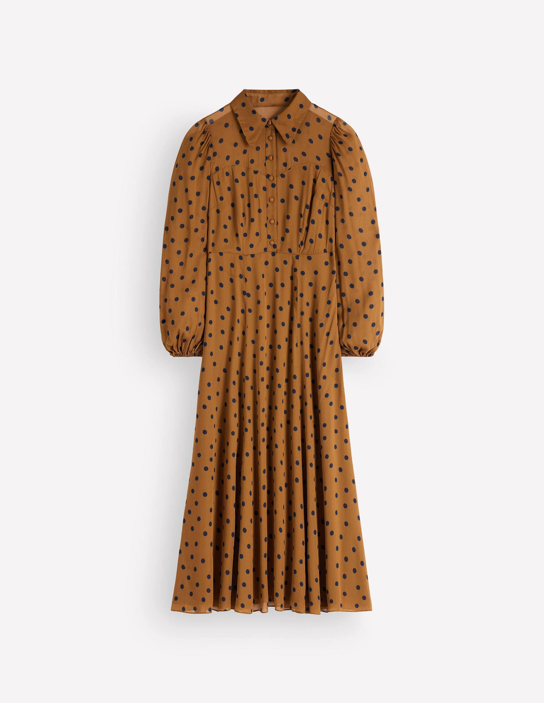 Sheer Yoke Shirt Dress-Rubber and Navy, Painted Dot - Image 10