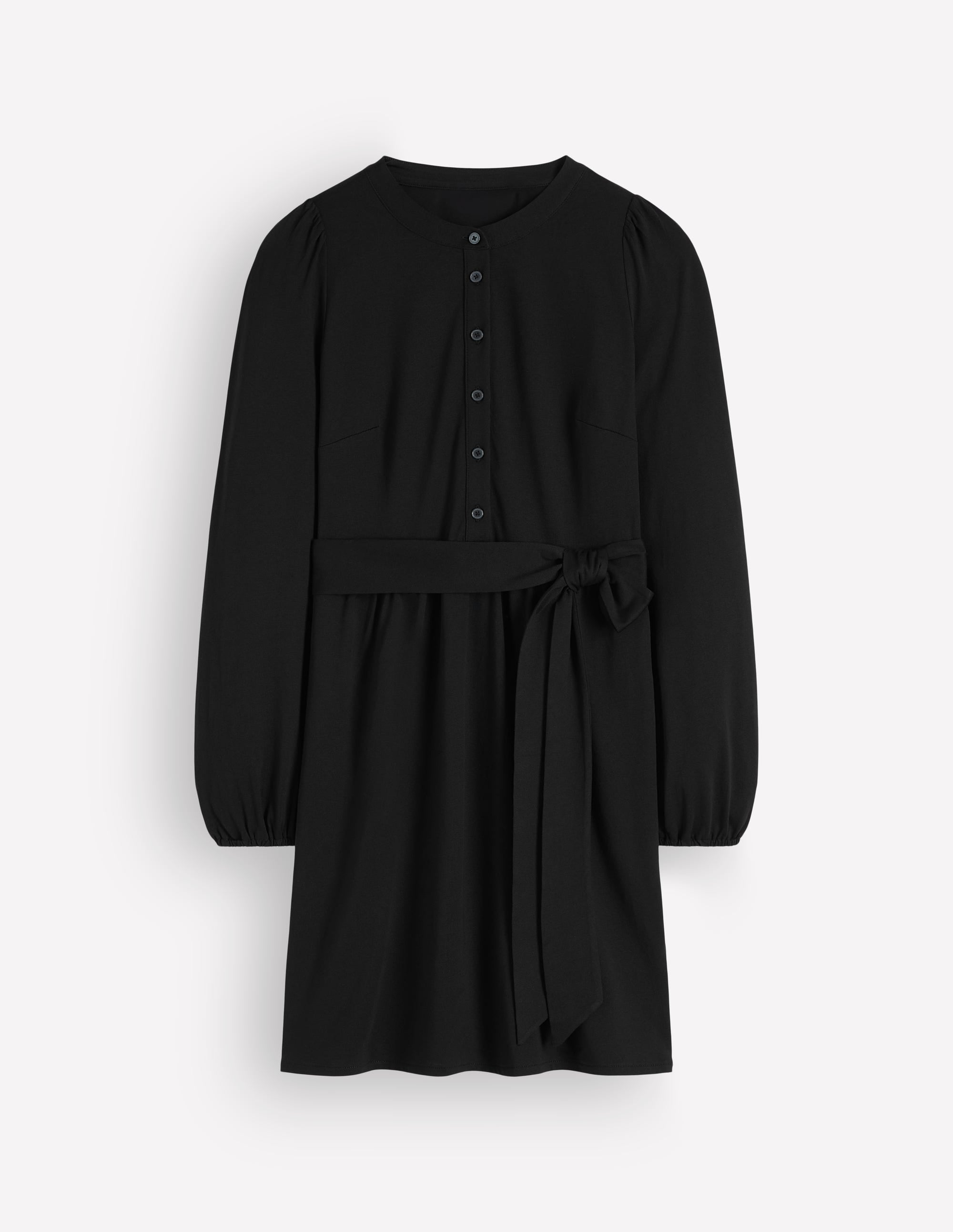 Adele Belted Jersey Dress-Black - Image 4