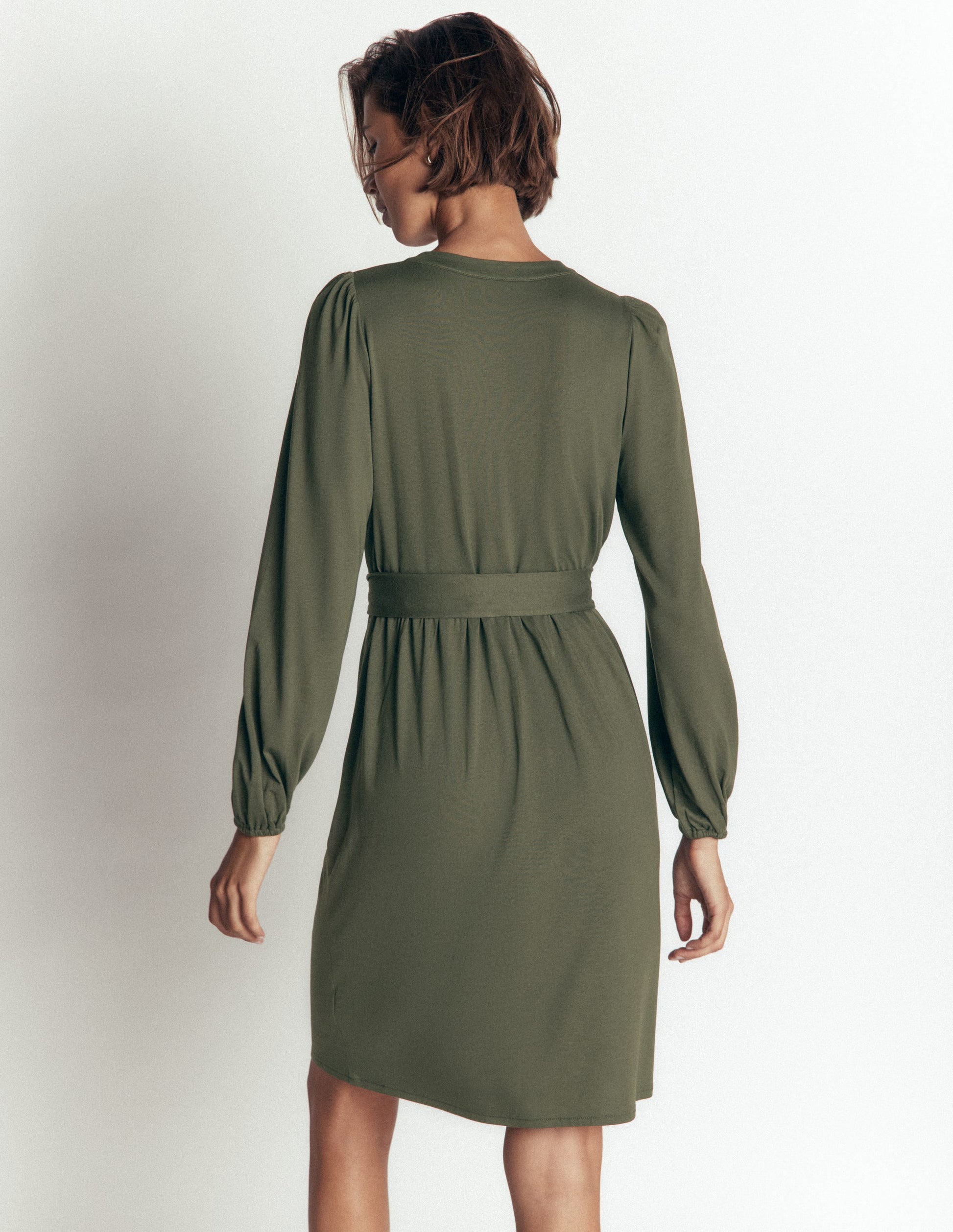 Adele Belted Jersey Dress-Chrome Green-2