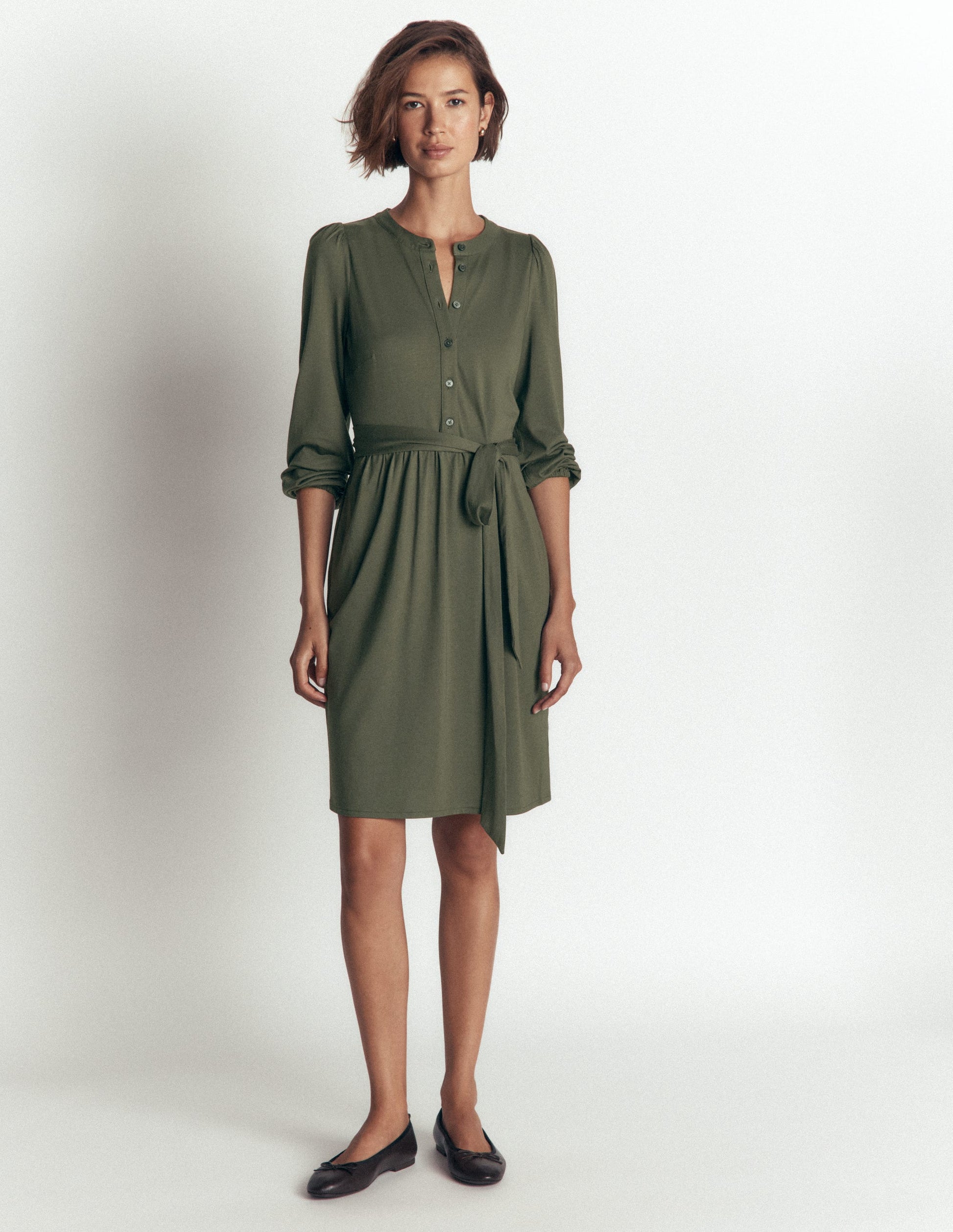 Adele Belted Jersey Dress-Chrome Green-3