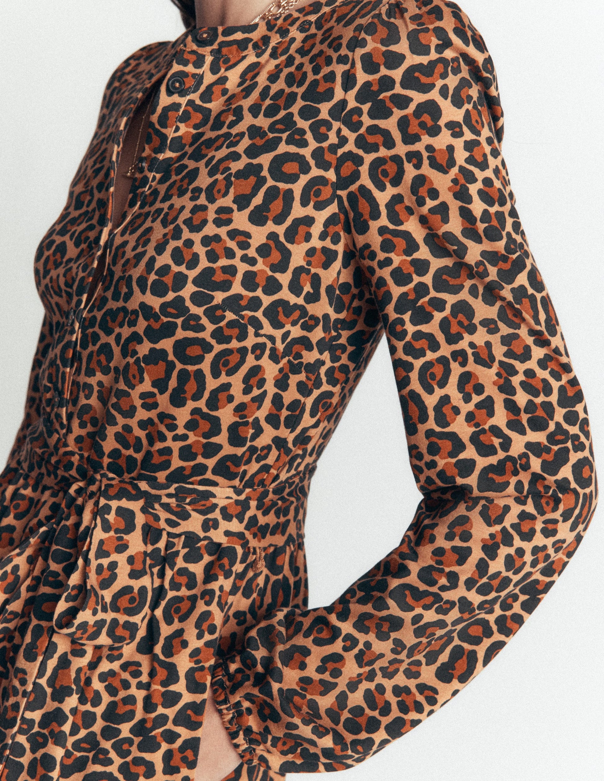 Adele Belted Jersey Dress-Camel, Animal Fields-2