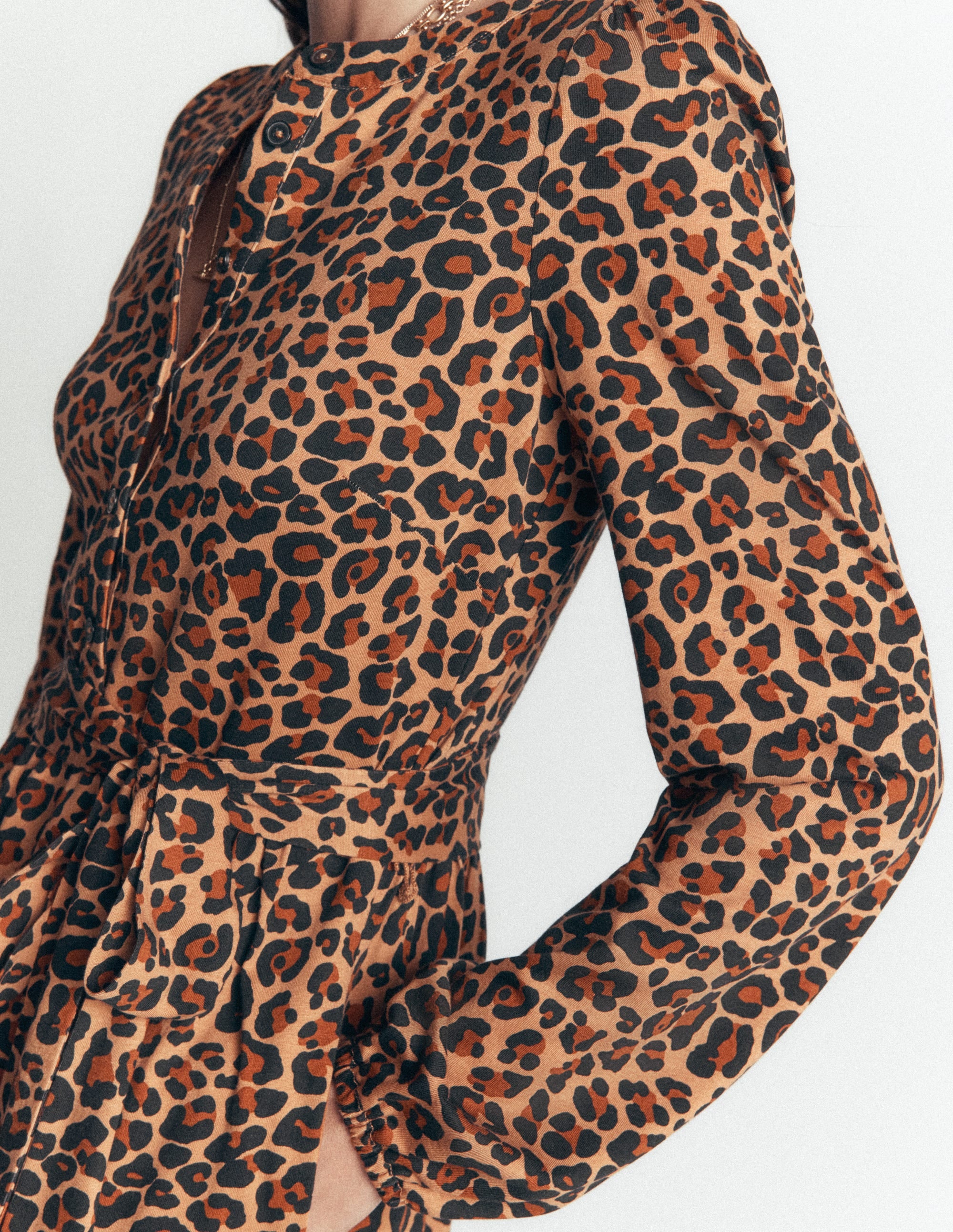 Adele Belted Jersey Dress-Camel, Animal Fields - Image 2
