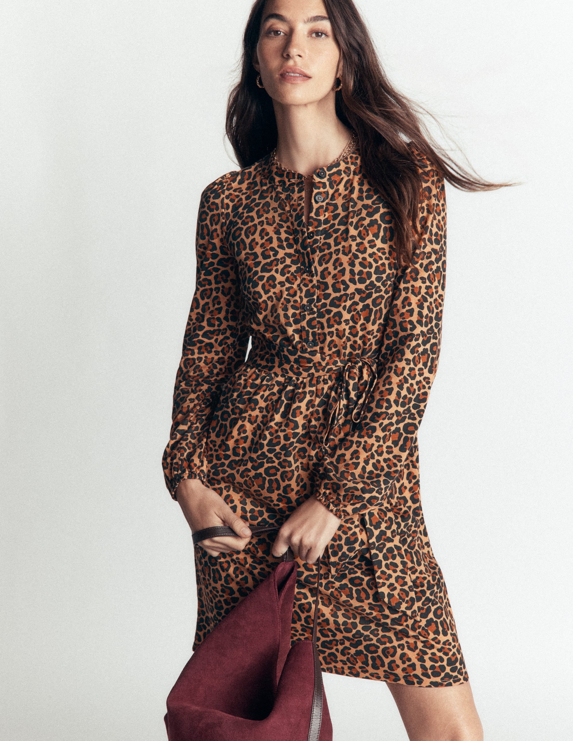 Adele Belted Jersey Dress-Camel, Animal Fields - Image 4