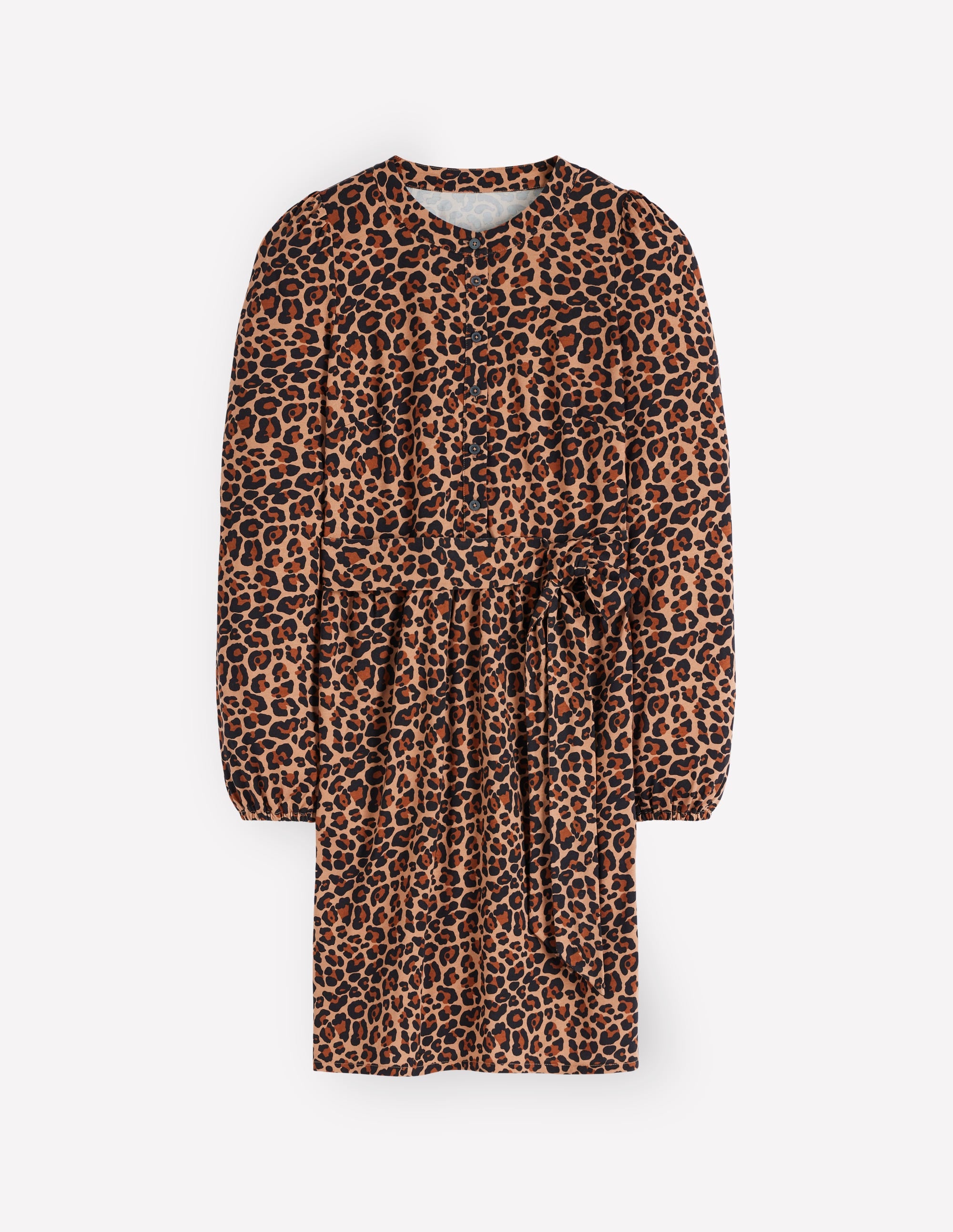Adele Belted Jersey Dress-Camel, Animal Fields - Image 1