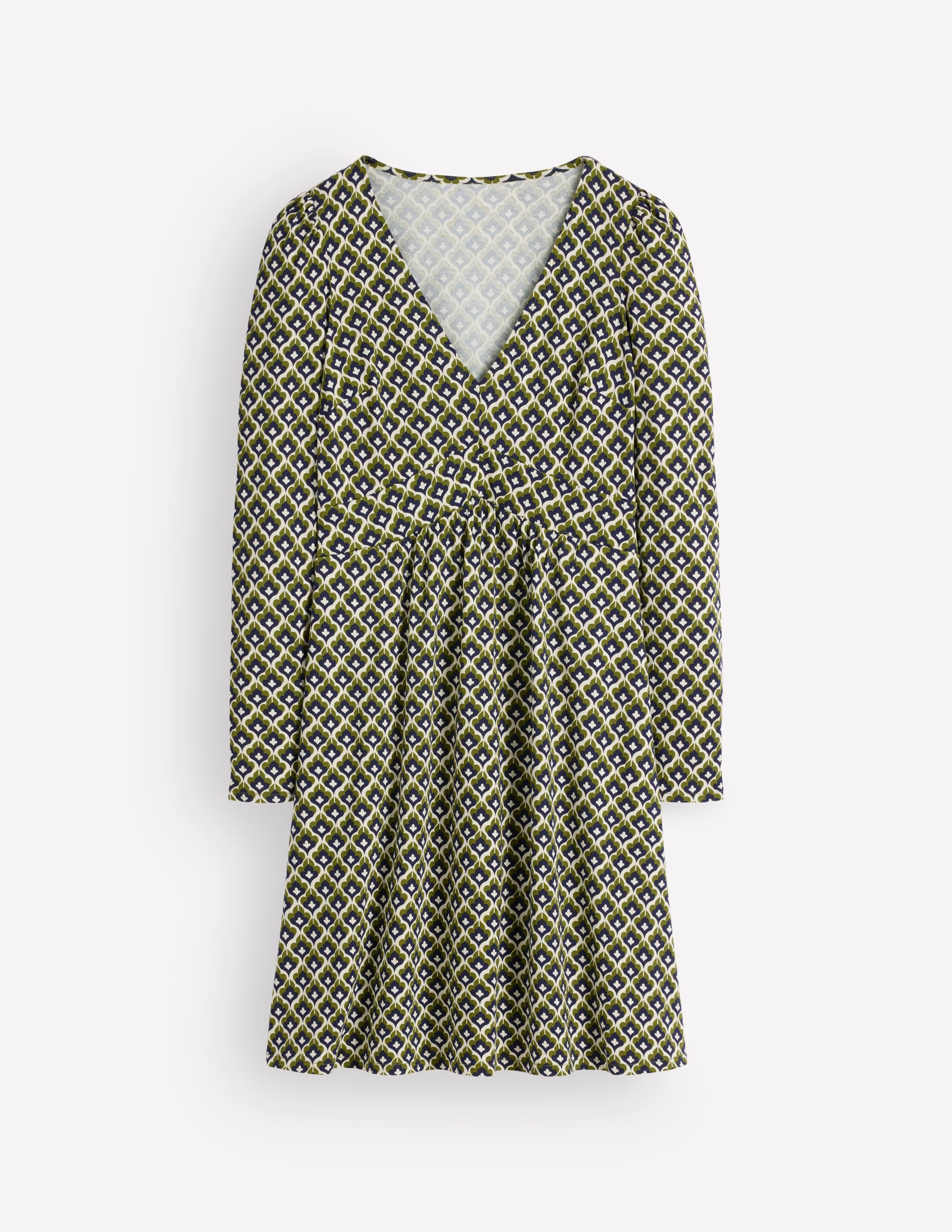 Briony Jersey Short Dress-French Navy, Geo Party - Image 5
