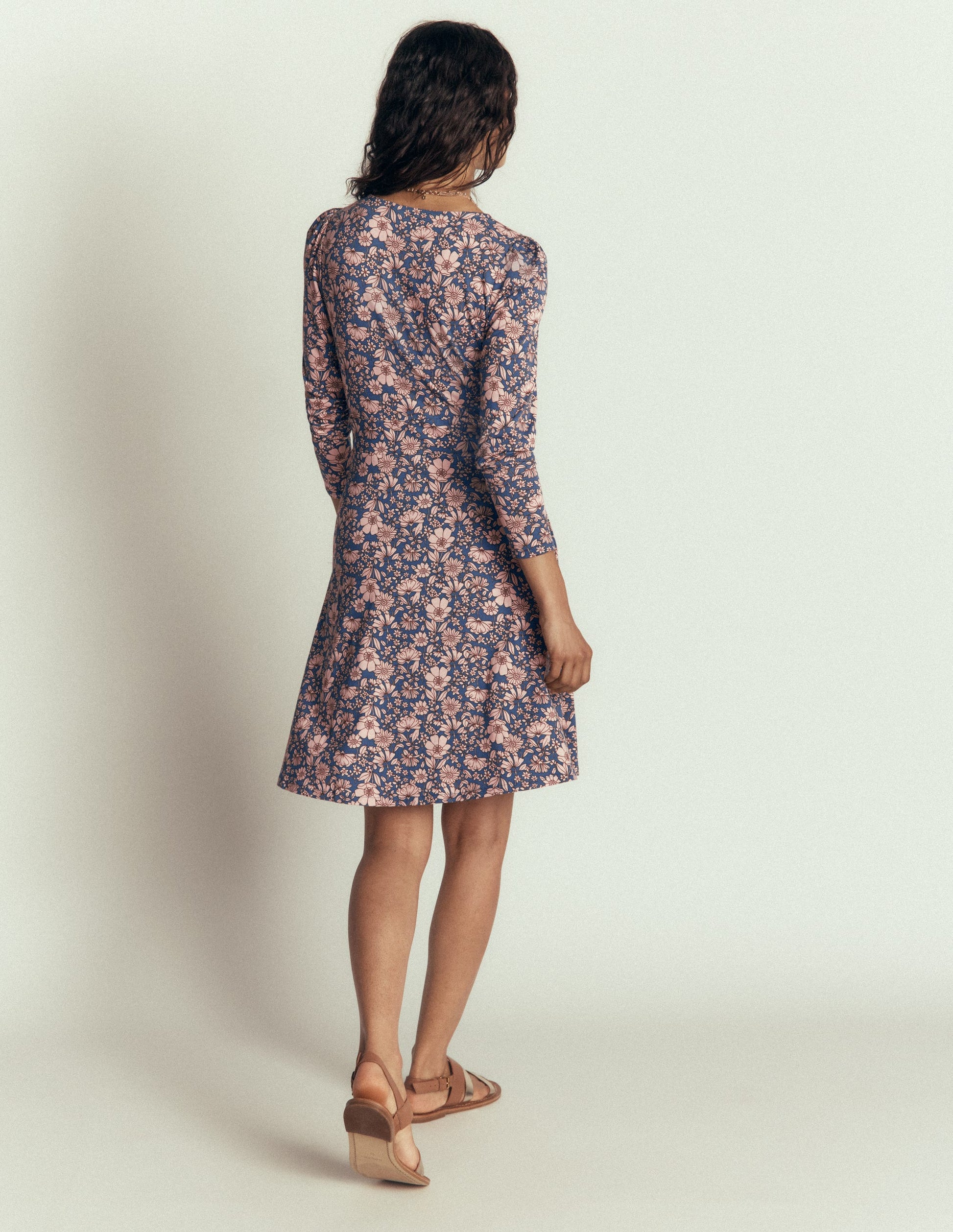 Briony Jersey Short Dress-Ballet Slipper, Floral Field-3
