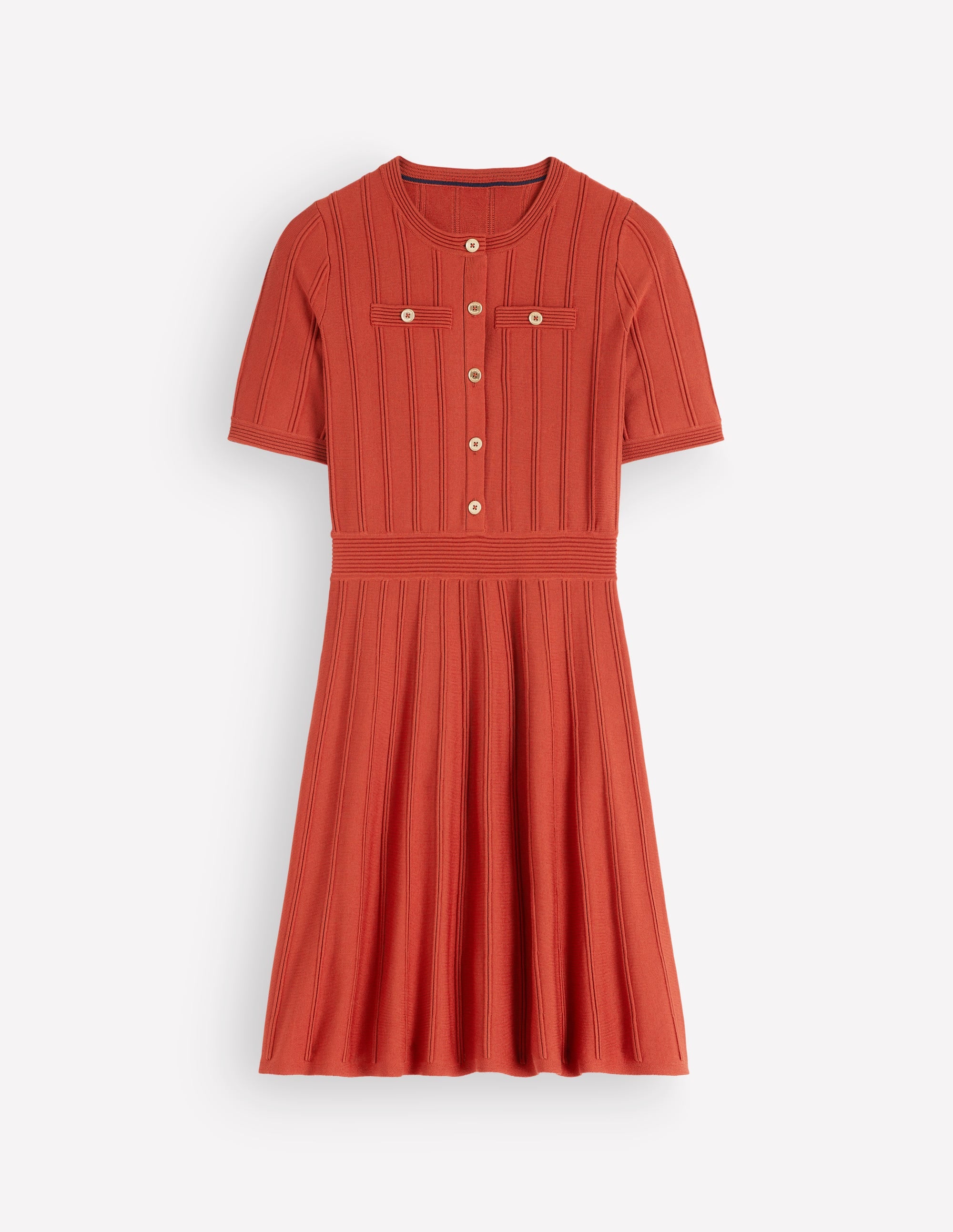 Button Front Stitch Dress-Burnt Orange - Image 6