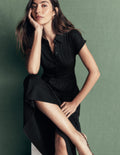 Fae Jersey Shirt Dress-Black