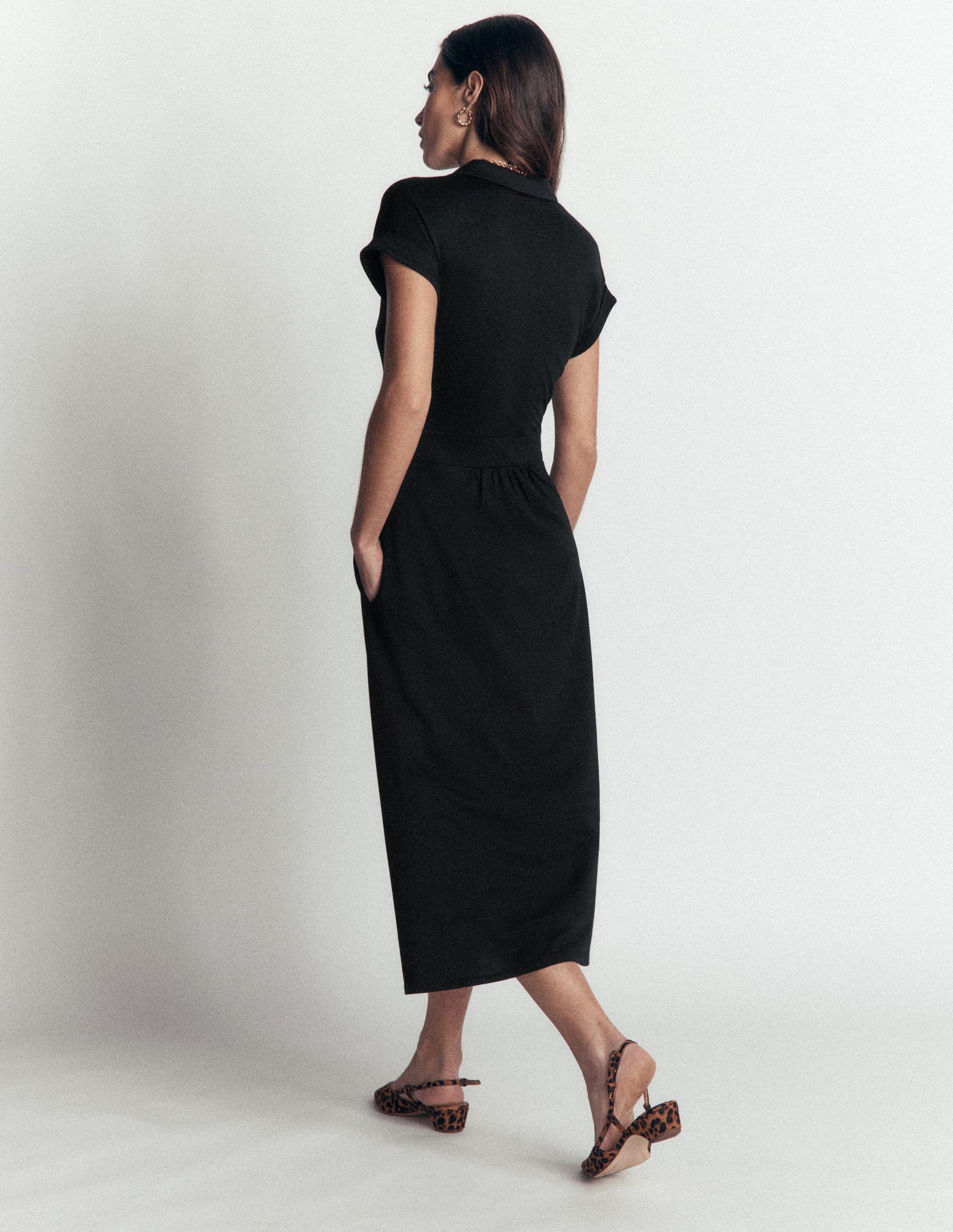 Fae Jersey Shirt Dress-Black-3