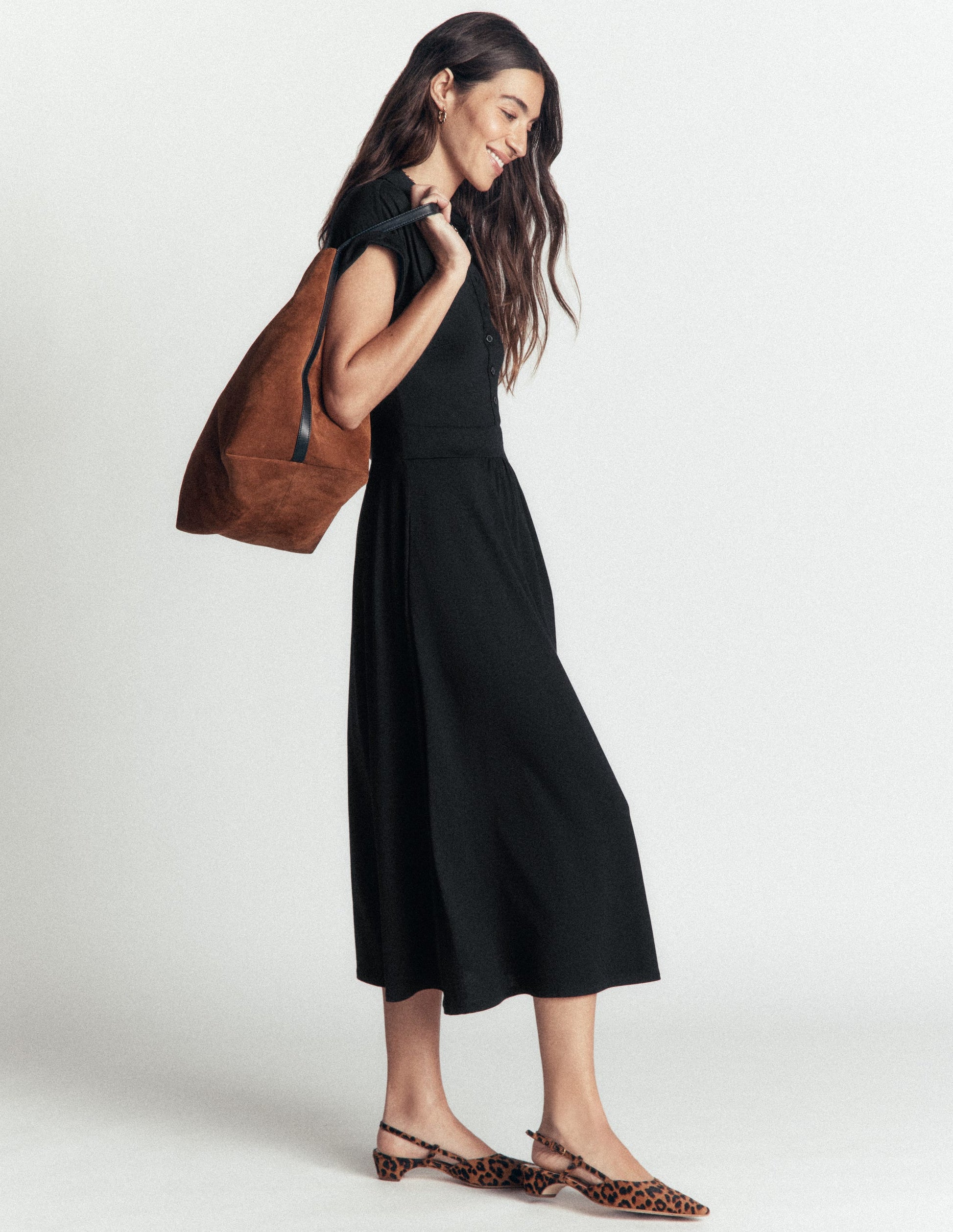 Fae Jersey Shirt Dress-Black-4