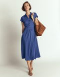 Fae Jersey Shirt Dress-Denim Blue