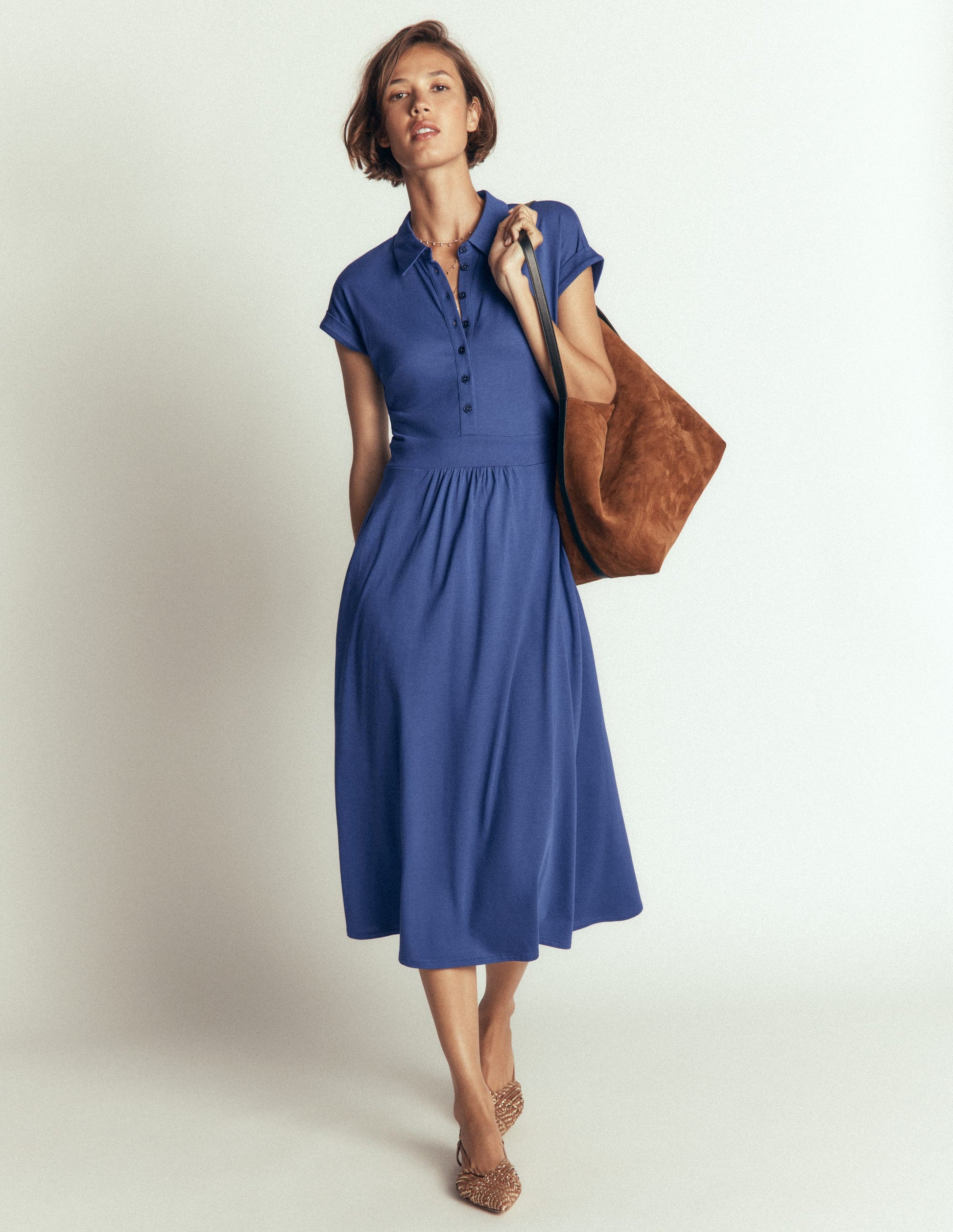 Fae Jersey Shirt Dress-Denim Blue-1