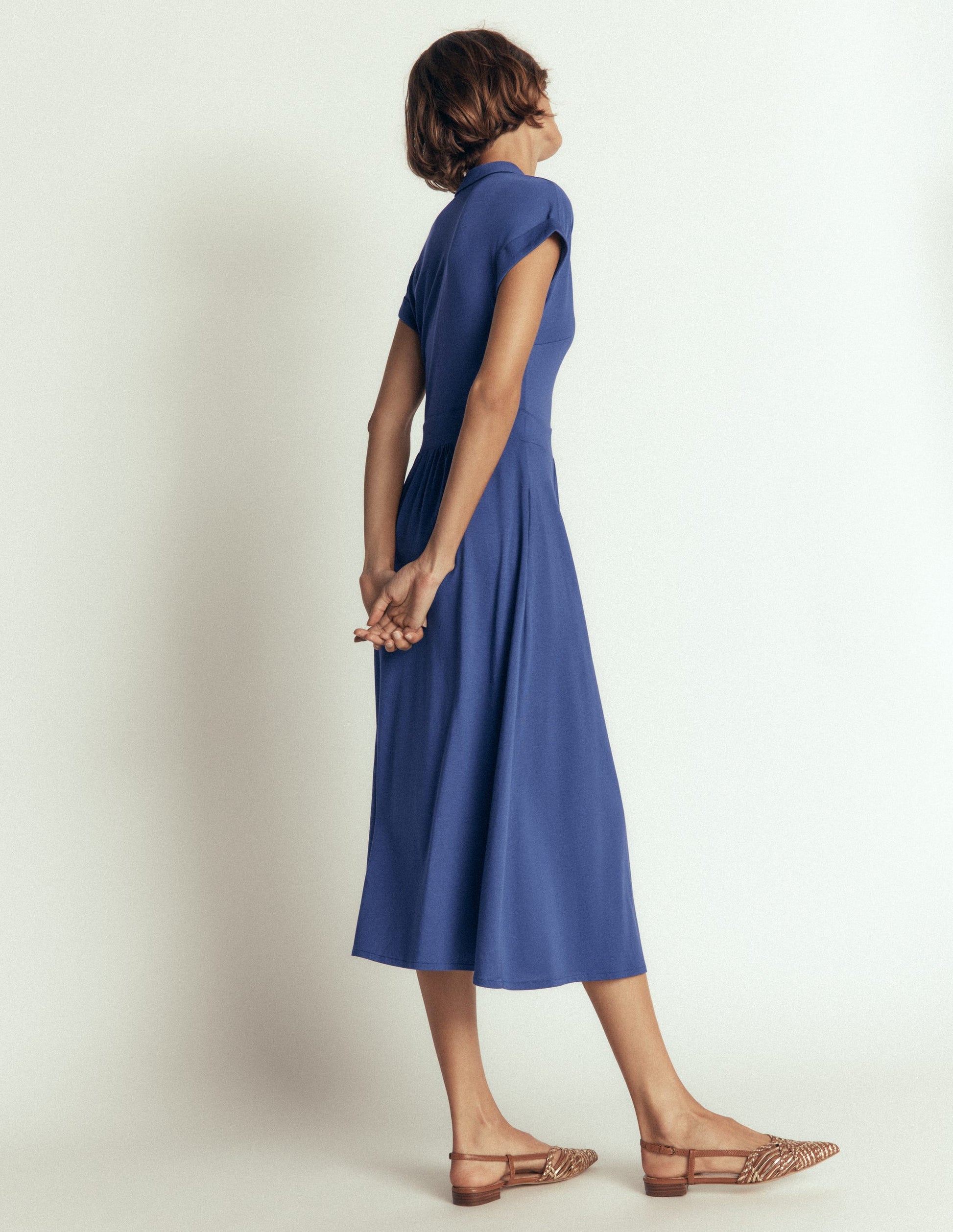 Fae Jersey Shirt Dress-Denim Blue-4