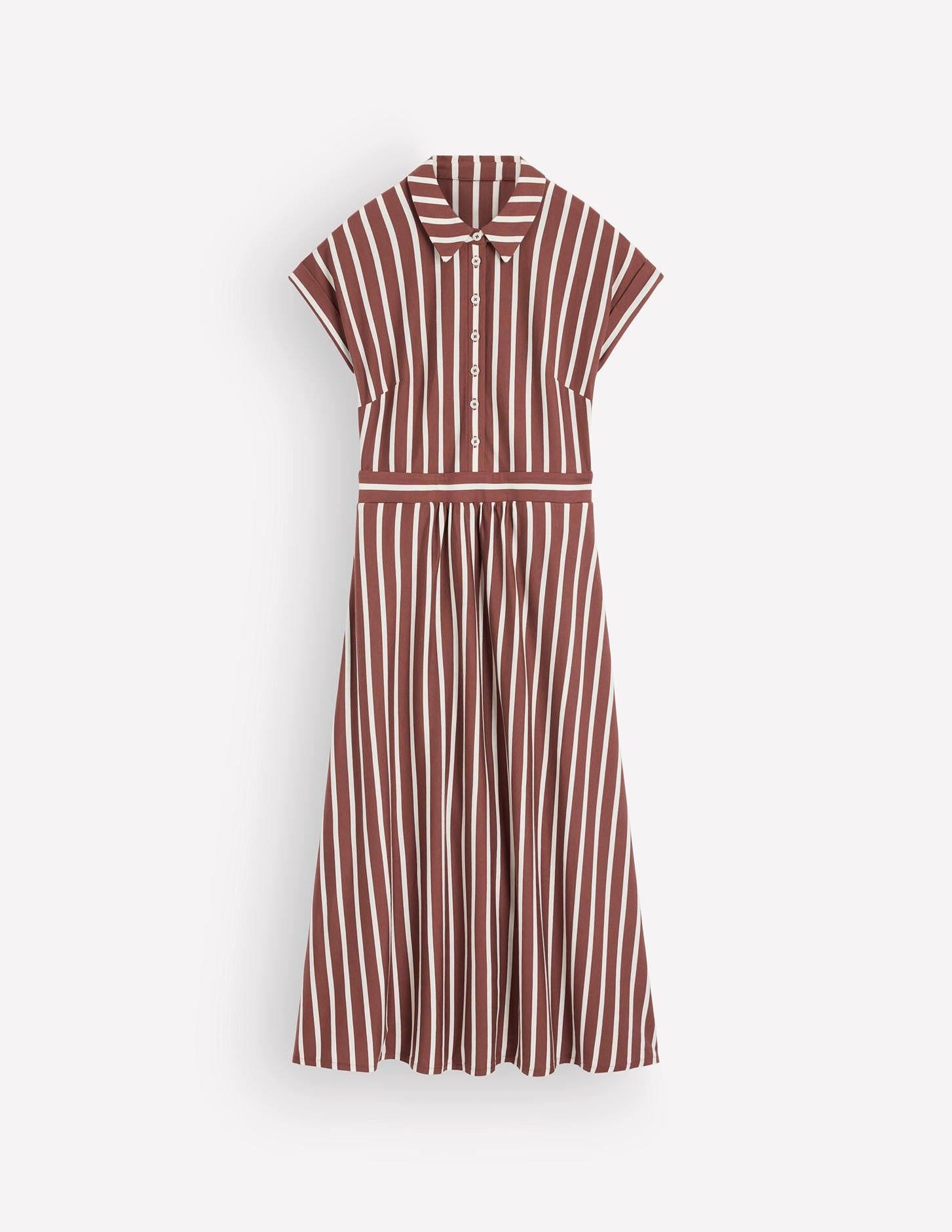 Fae Jersey Shirt Dress-Brown Stripe-8