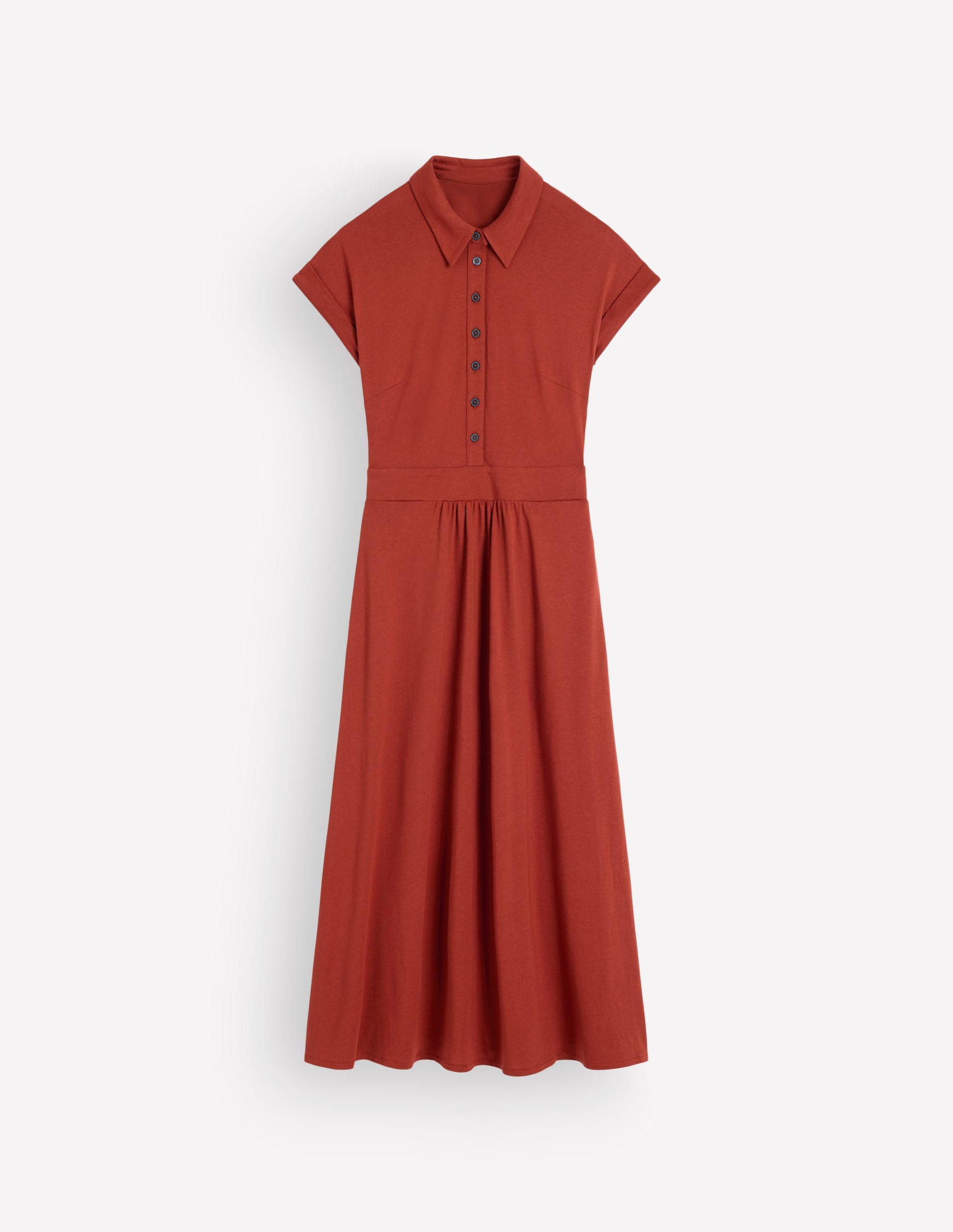 Fae Jersey Shirt Dress-Burnt Orange-6