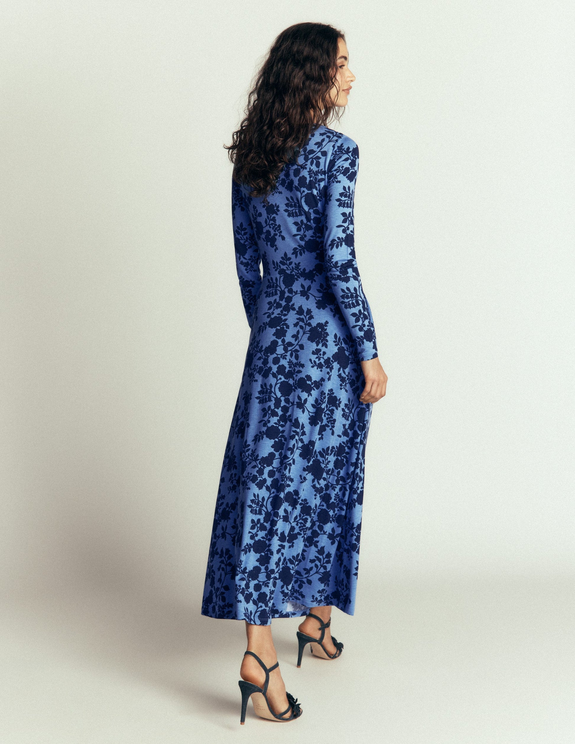 Jasmine Ruched Jersey Dress-Forget Me Not, Bouquet Breeze-3