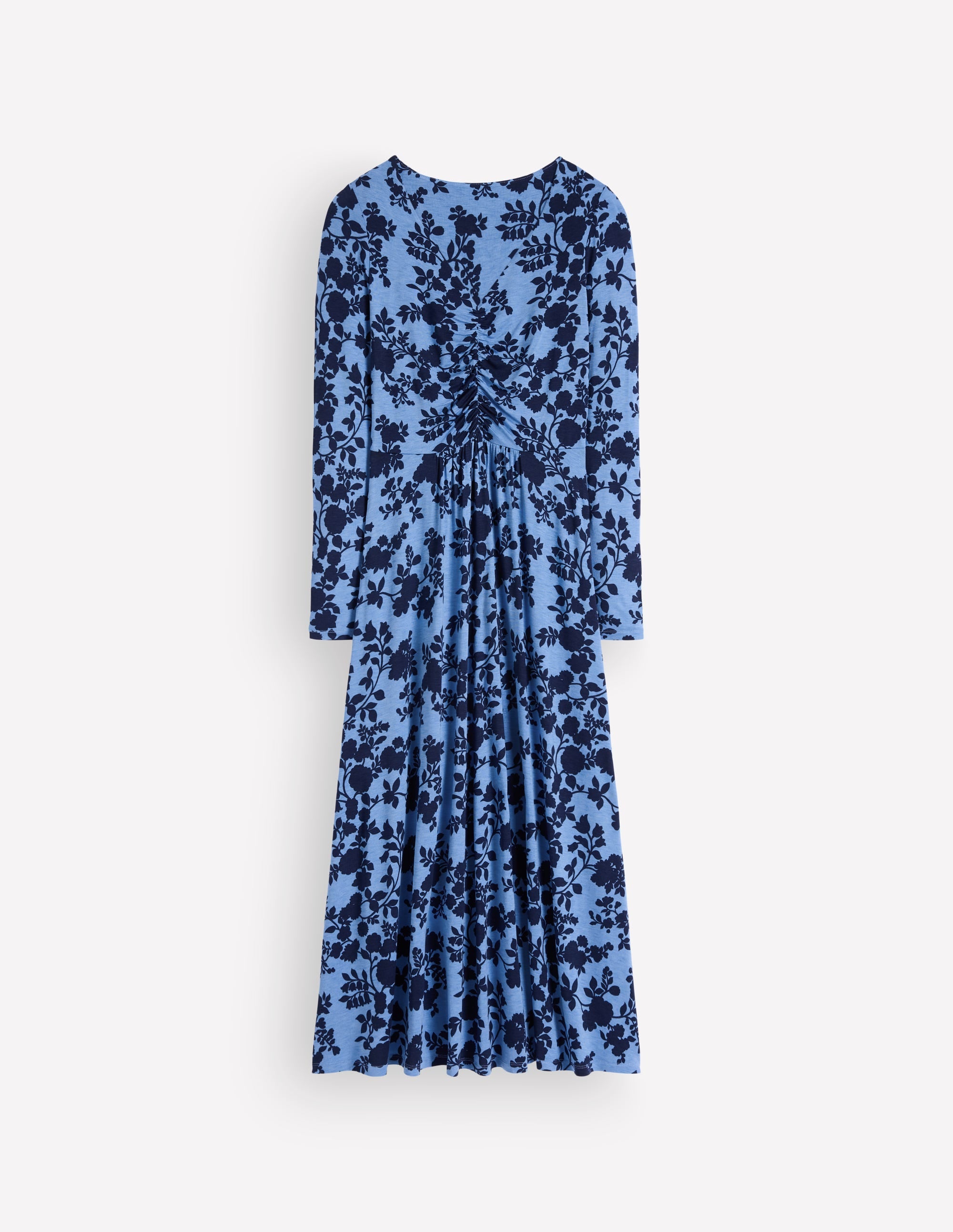Jasmine Ruched Jersey Dress-Forget Me Not, Bouquet Breeze - Image 7