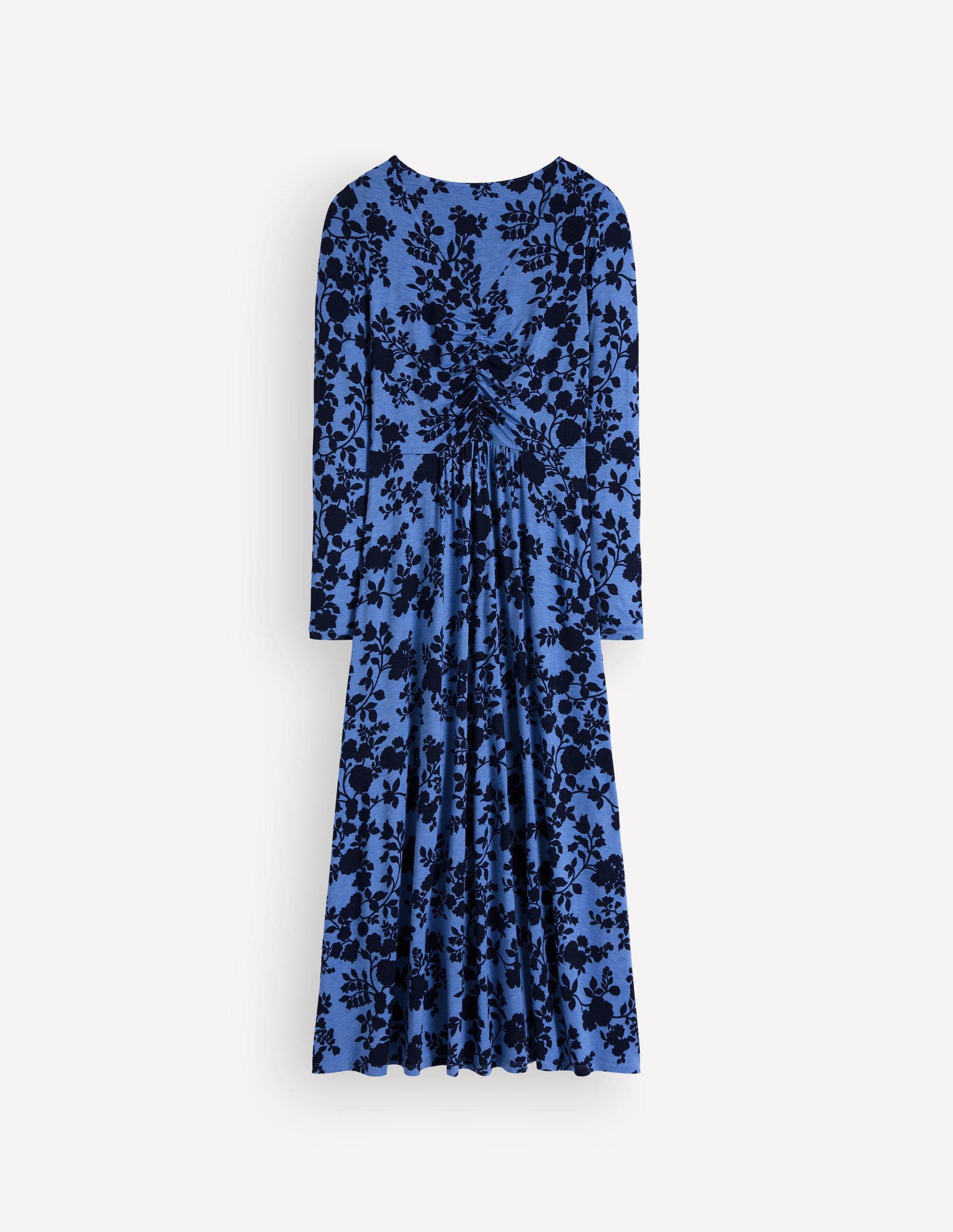 Jasmine Ruched Jersey Dress-Forget Me Not, Bouquet Breeze-5