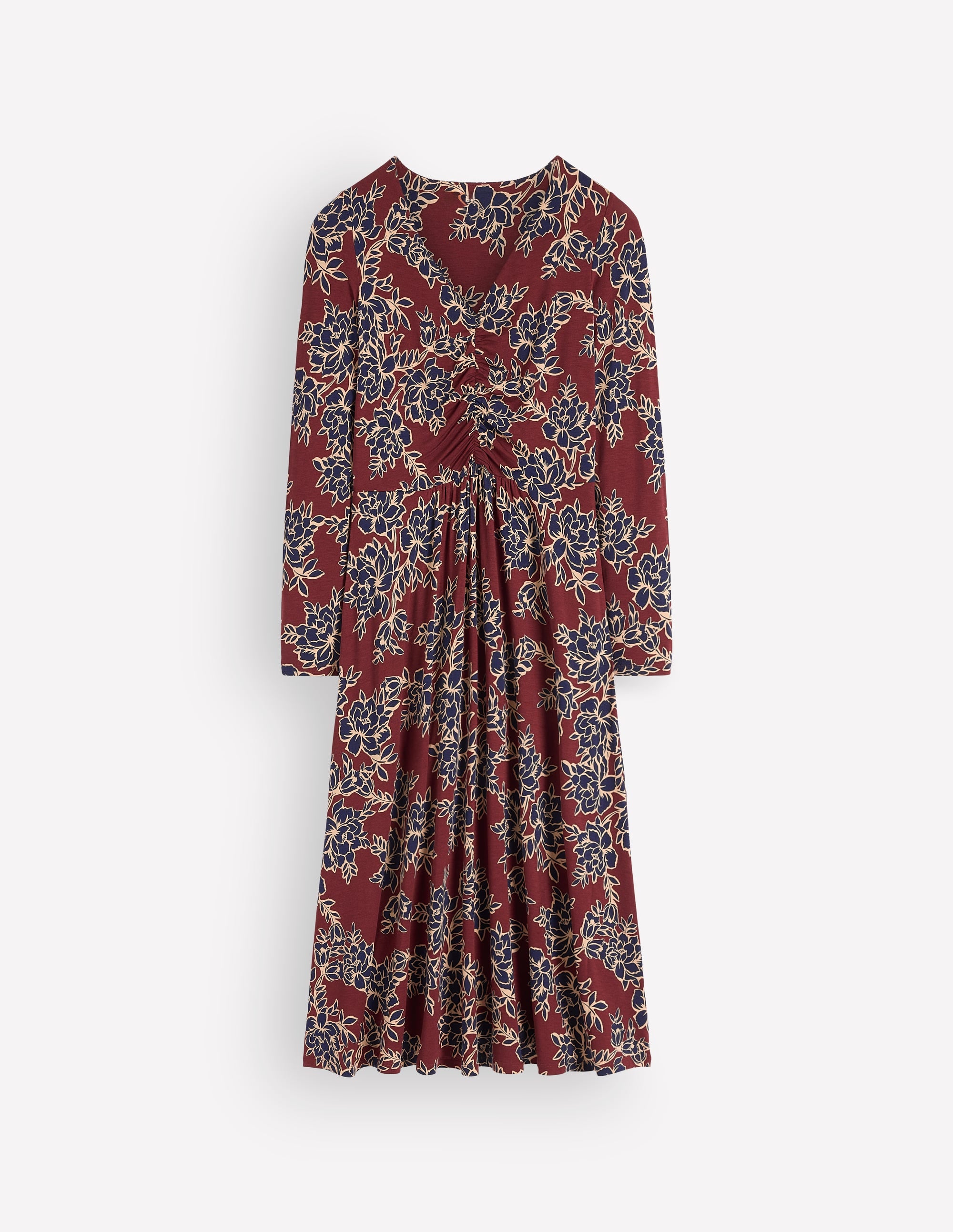 Jasmine Ruched Jersey Dress-Roasted Brown, Enchanted Peony - Image 6