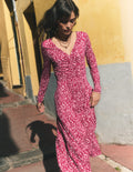 Jasmine Ruched Jersey Dress-Sweet Cherry, Scattered Flora