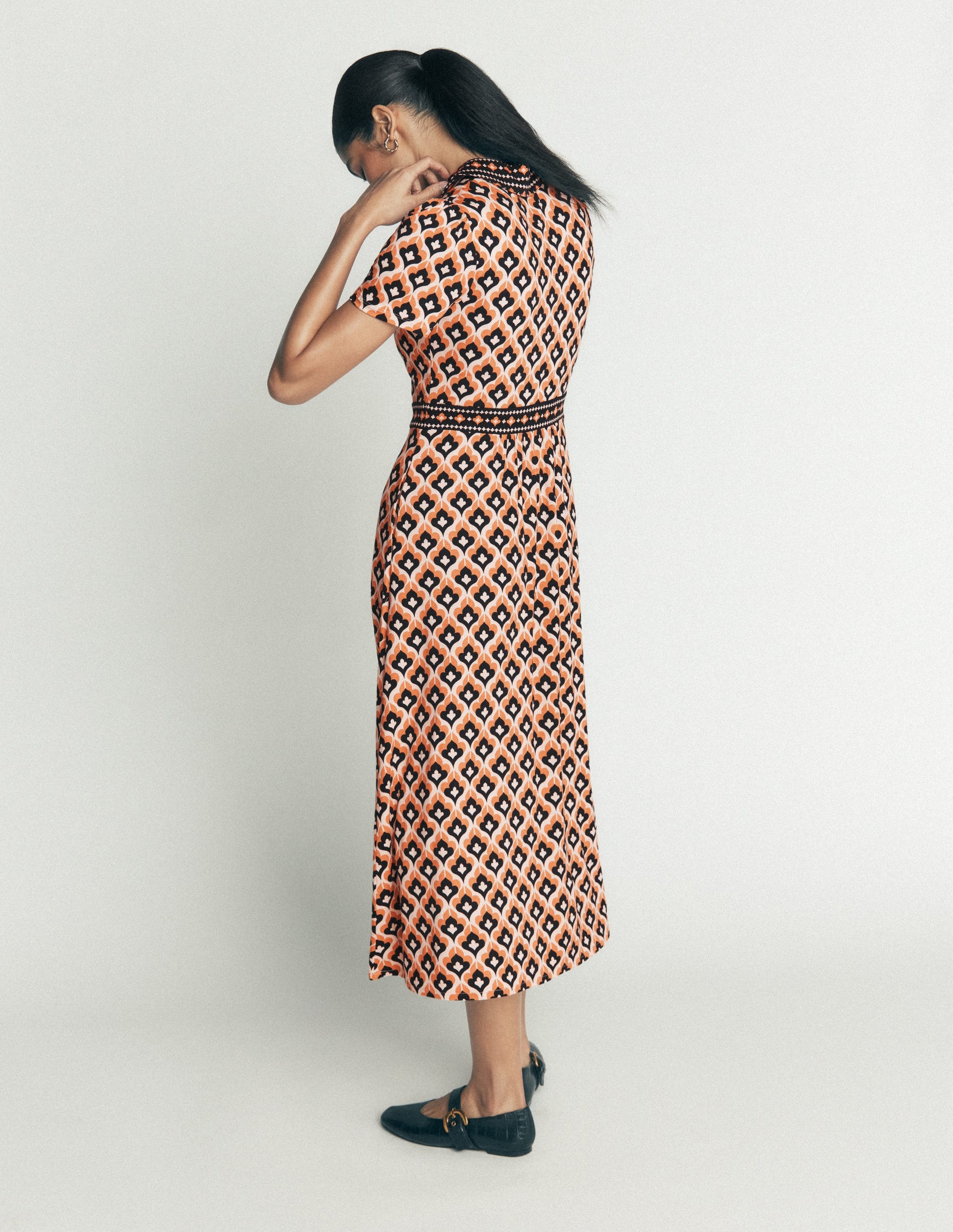 Heidi Jersey Midi Tea Dress-Almond Milk, Geo-4