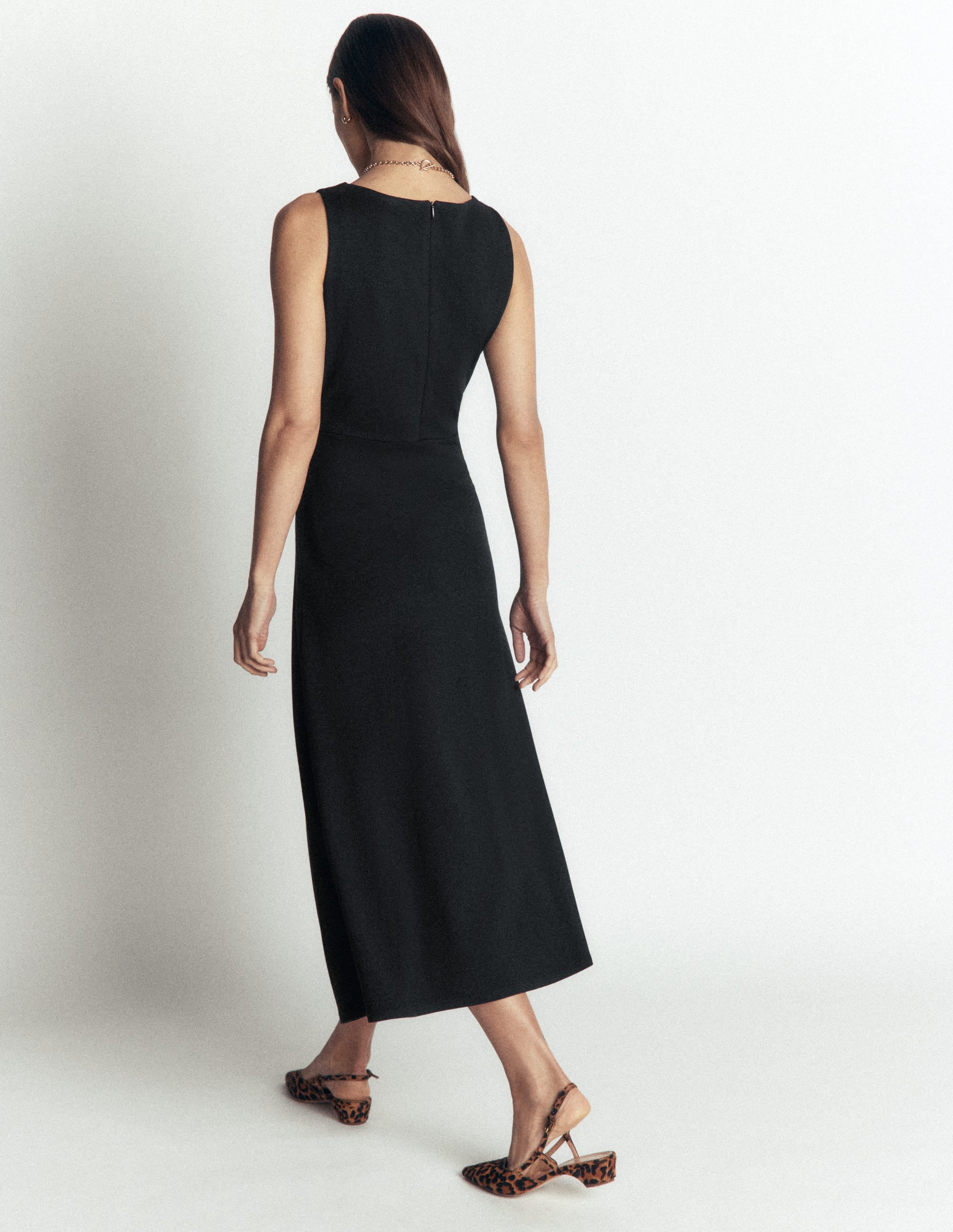 Asymetric Ponte Midi Dress-Black - Image 3