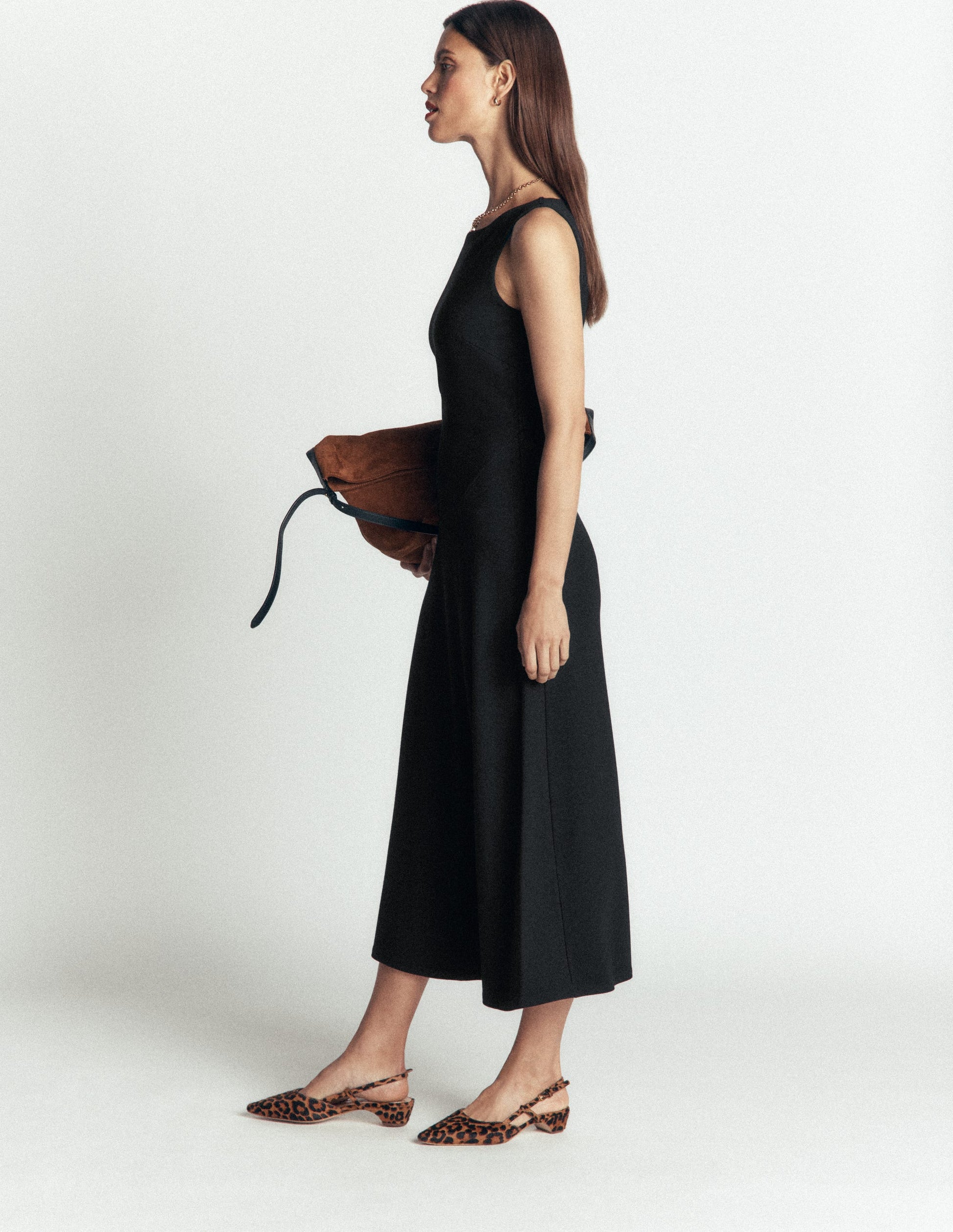 Asymetric Ponte Midi Dress-Black-4