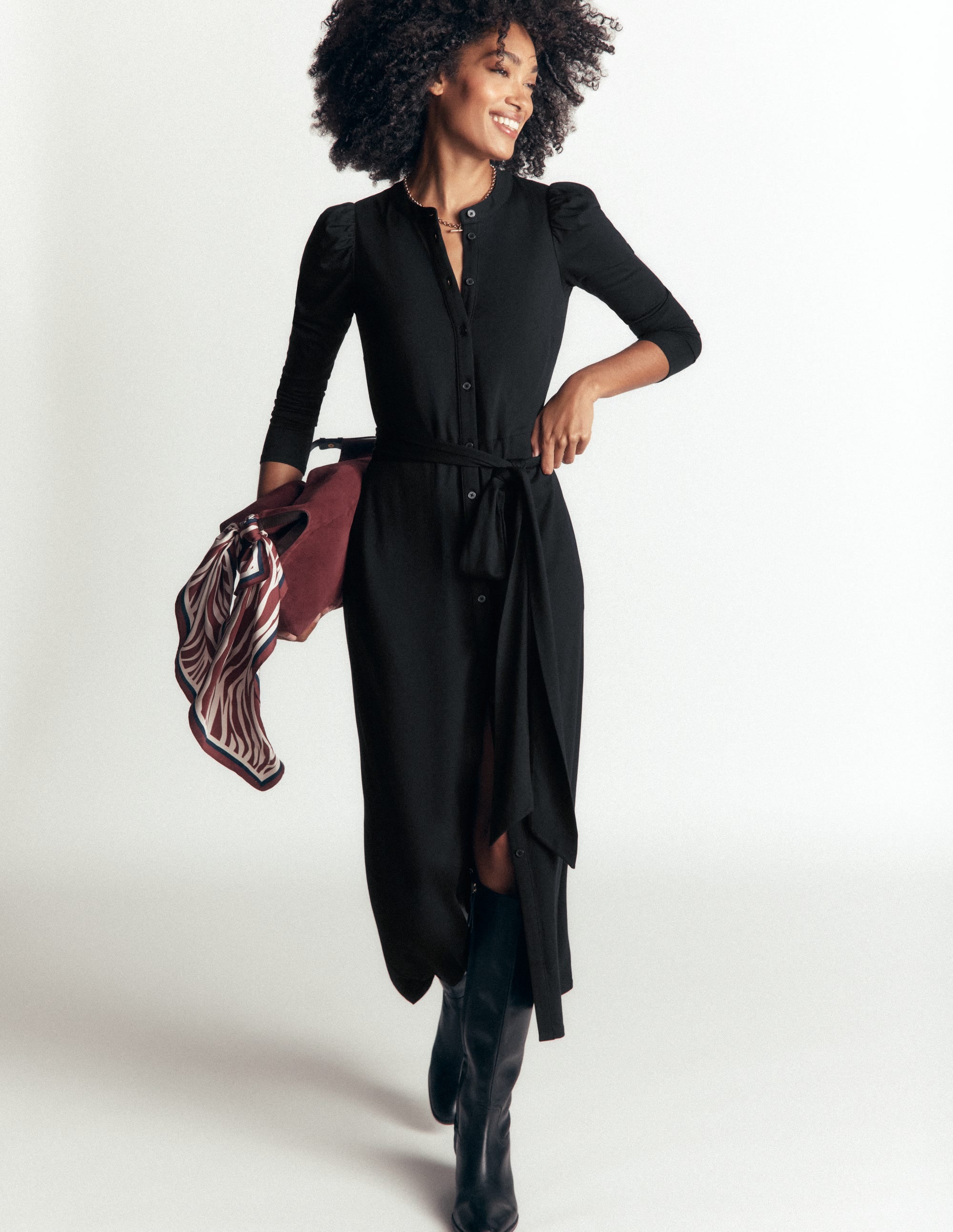 Honor Column Jersey Midi Dress-Black - Image 1