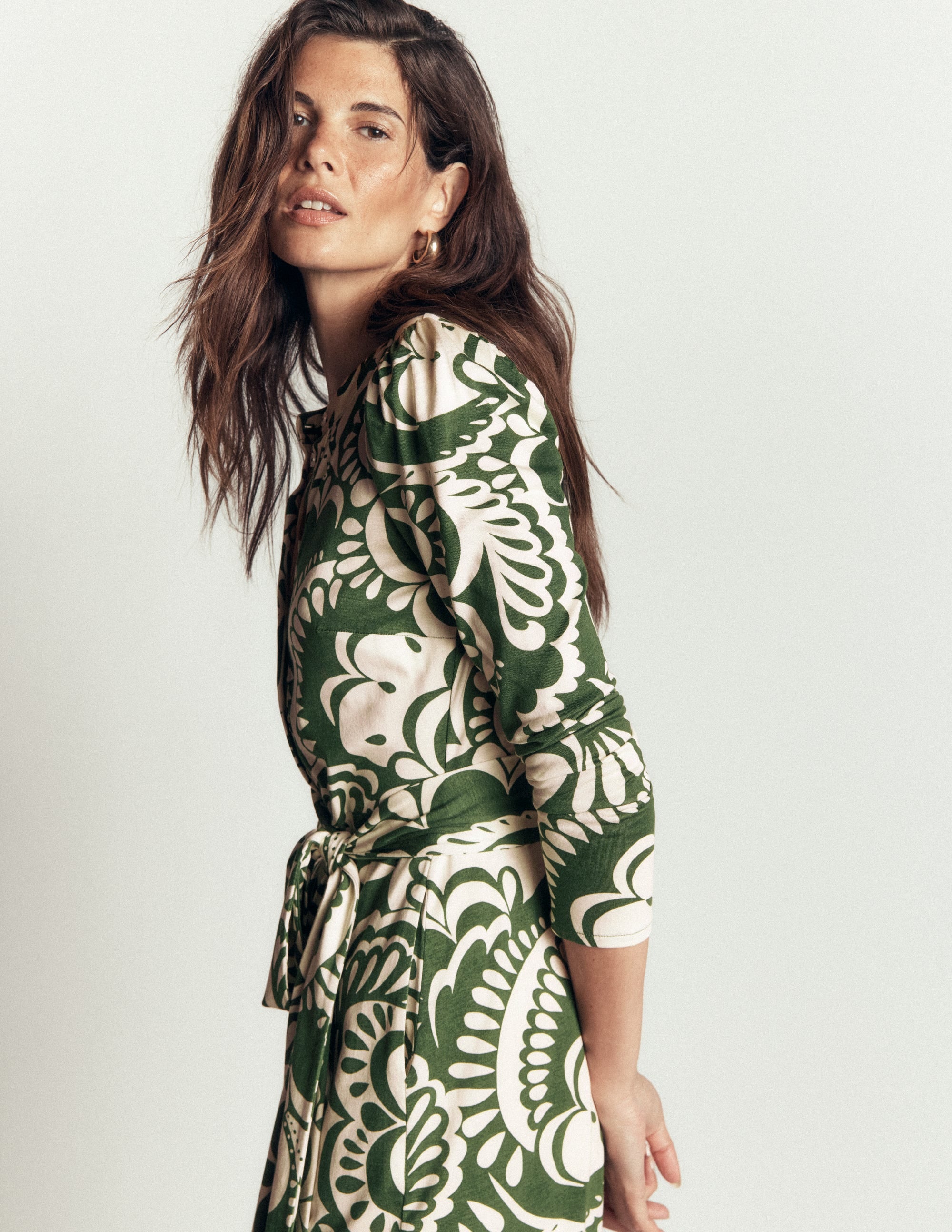 Honor Column Jersey Midi Dress-Chive, Flourishing Medley - Image 2