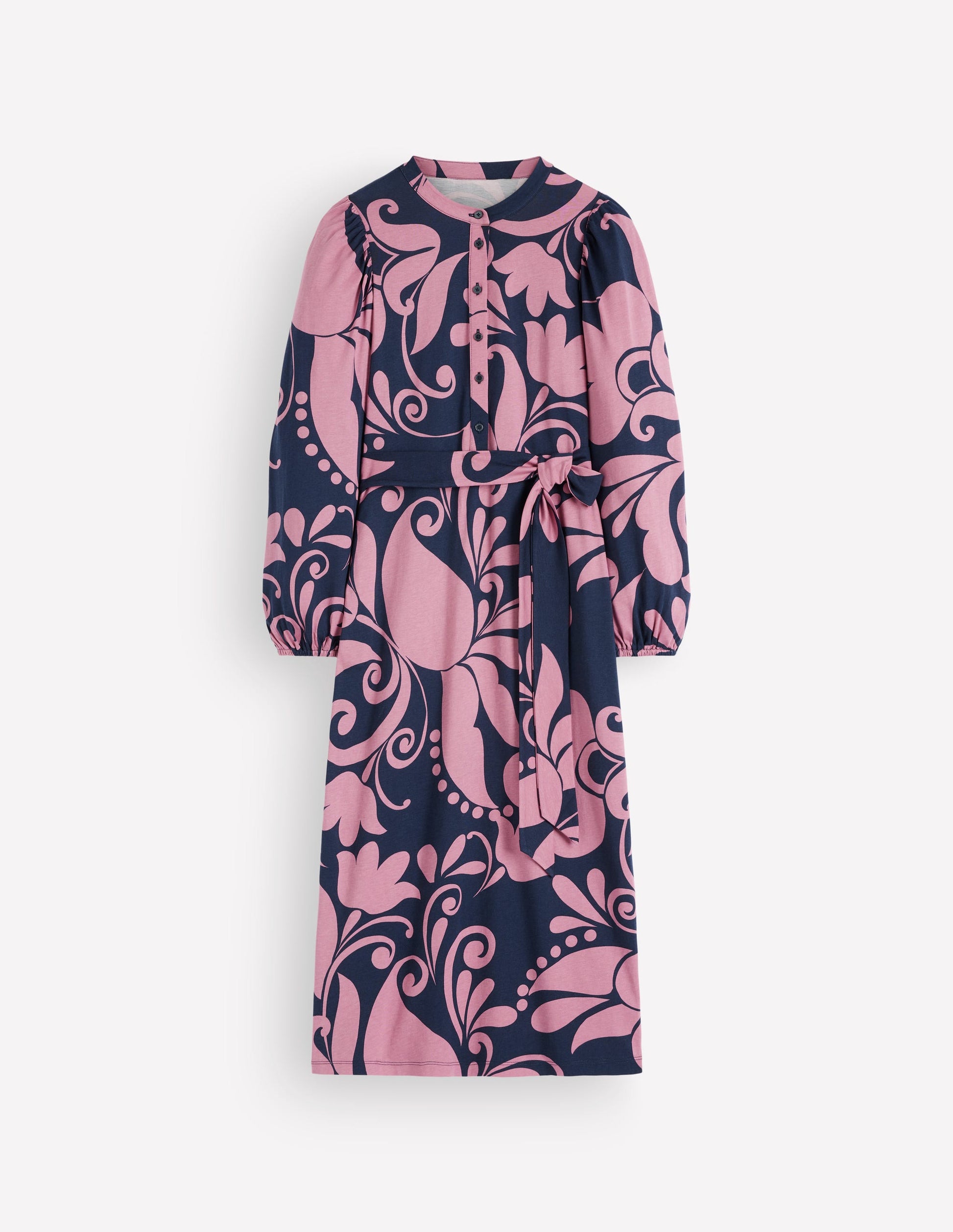 Eli Belted Jersey Midi Dress-Pink Heather, Floral Breeze-7