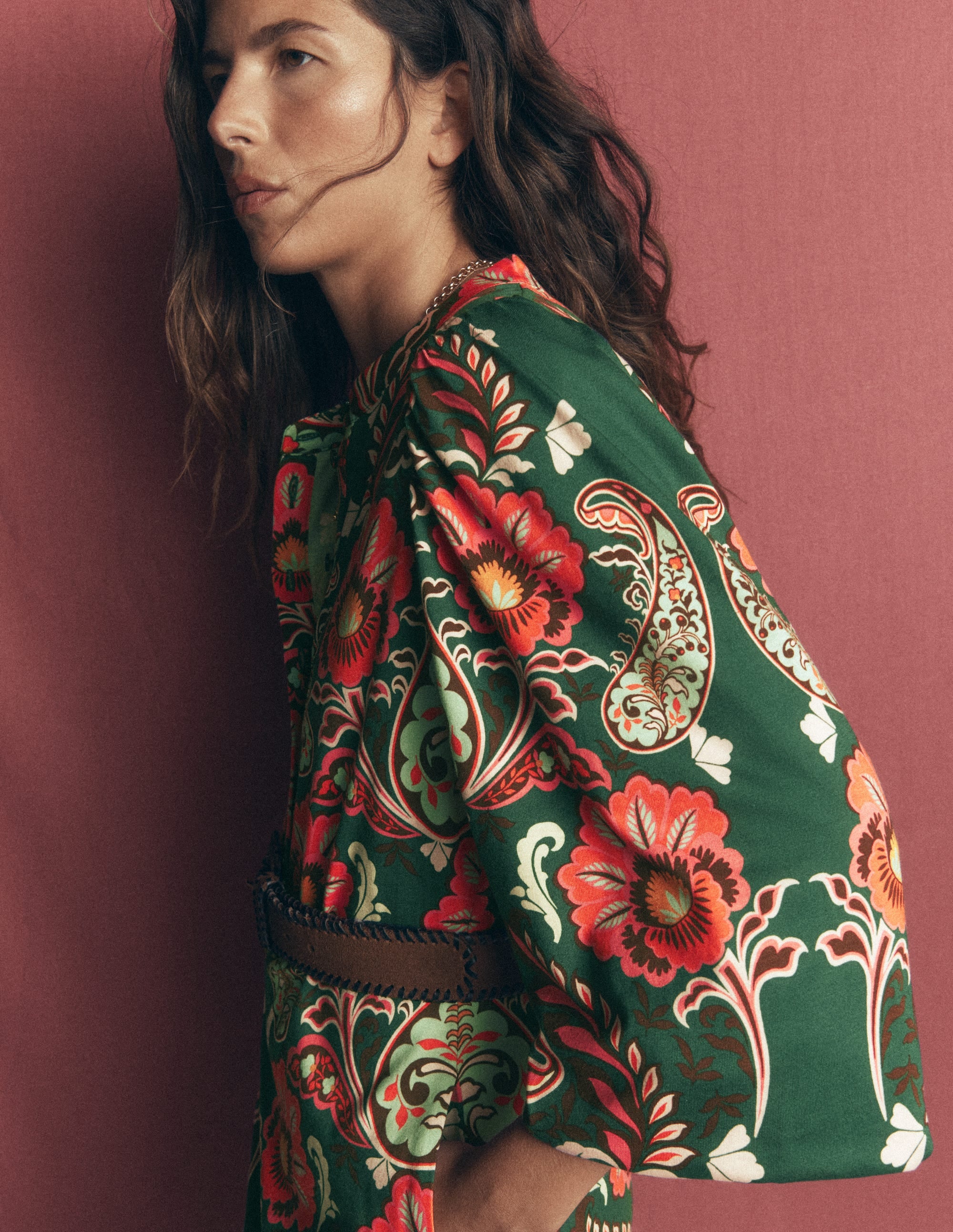 Eli Belted Jersey Midi Dress-Hunter Green, Bohemia Dream - Image 2