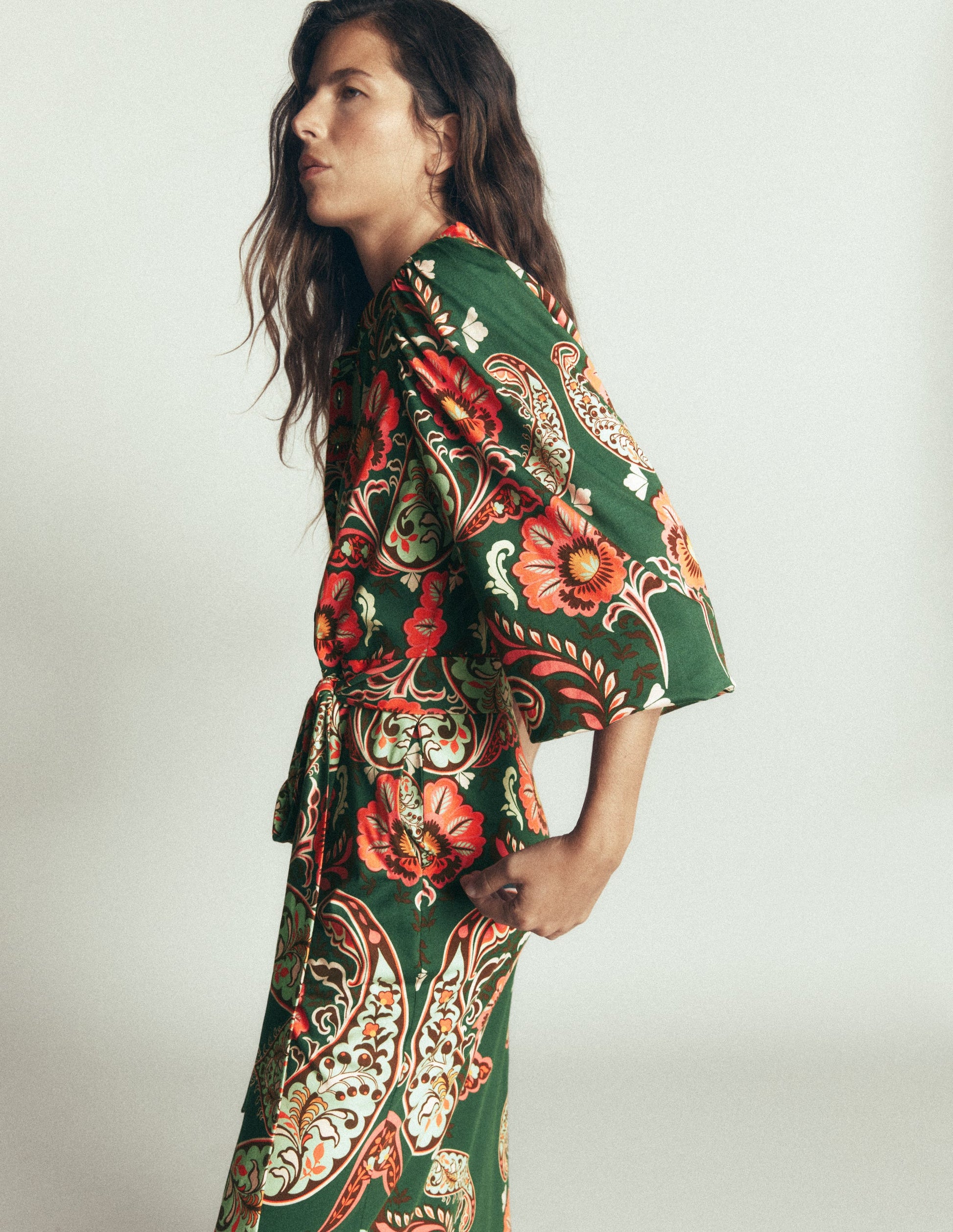 Eli Belted Jersey Midi Dress-Hunter Green, Bohemia Dream-5