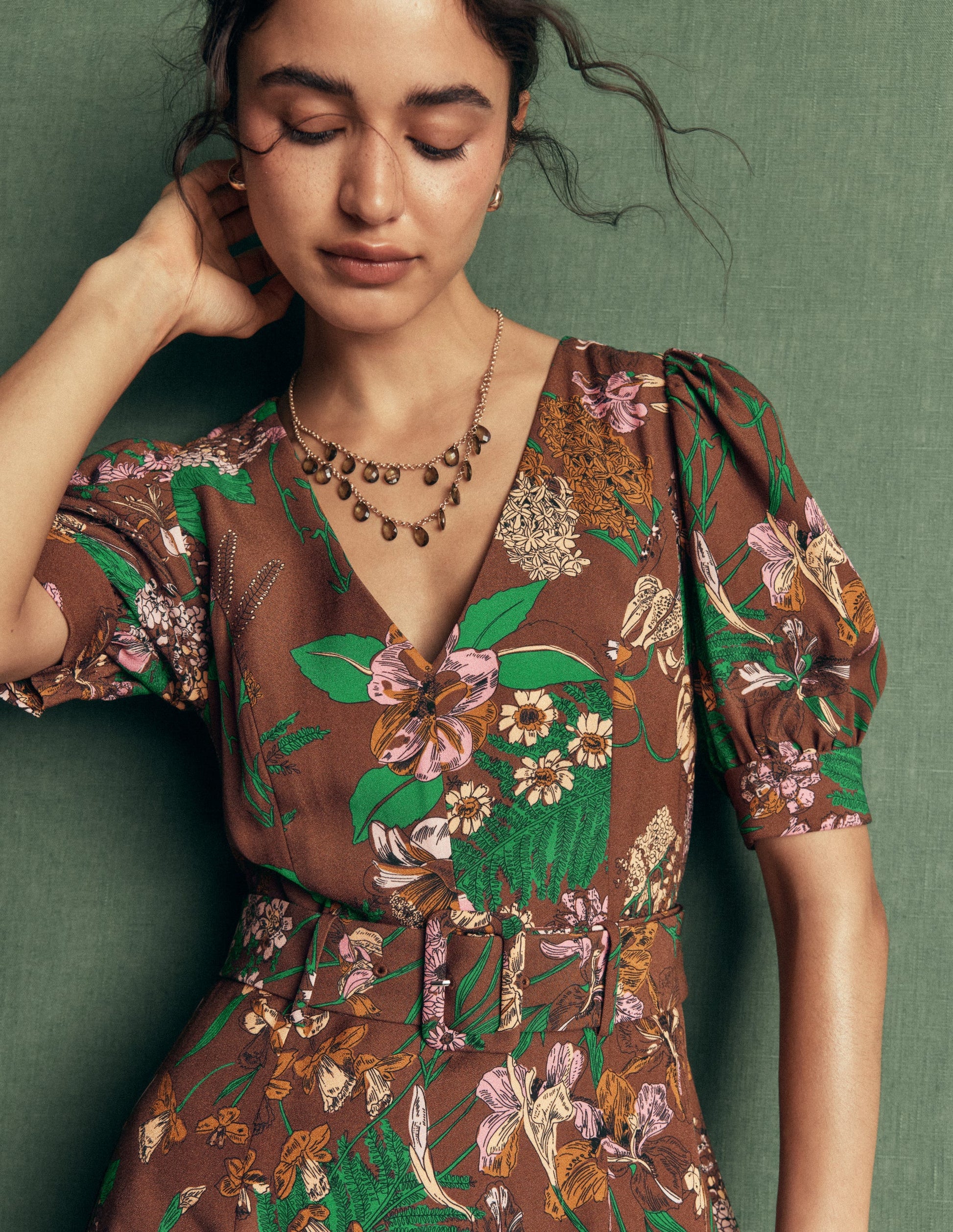 V Neck Layered Dress-Fudgesickle Whimsical Flora-2