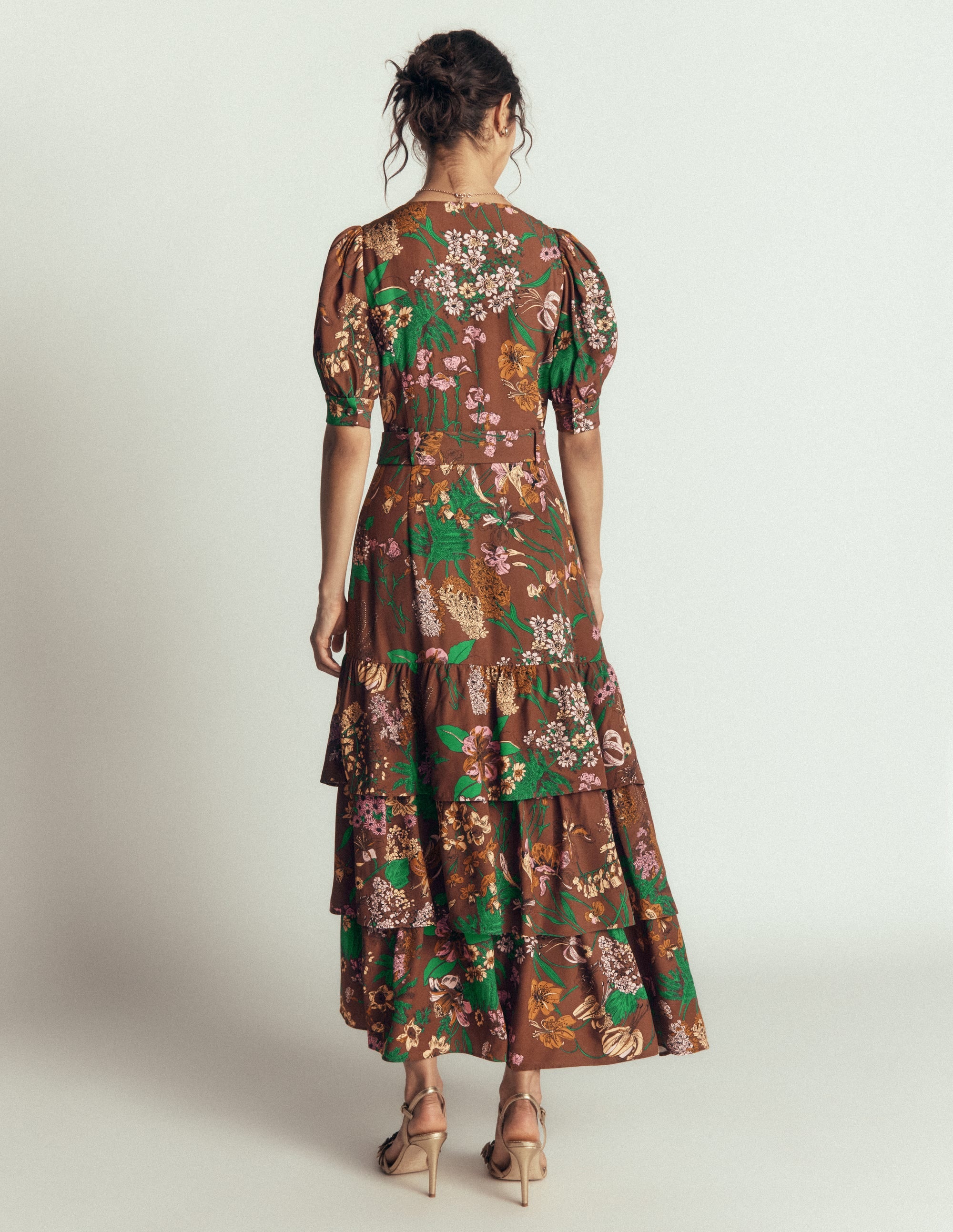 V Neck Layered Dress-Fudgesickle Whimsical Flora - Image 7